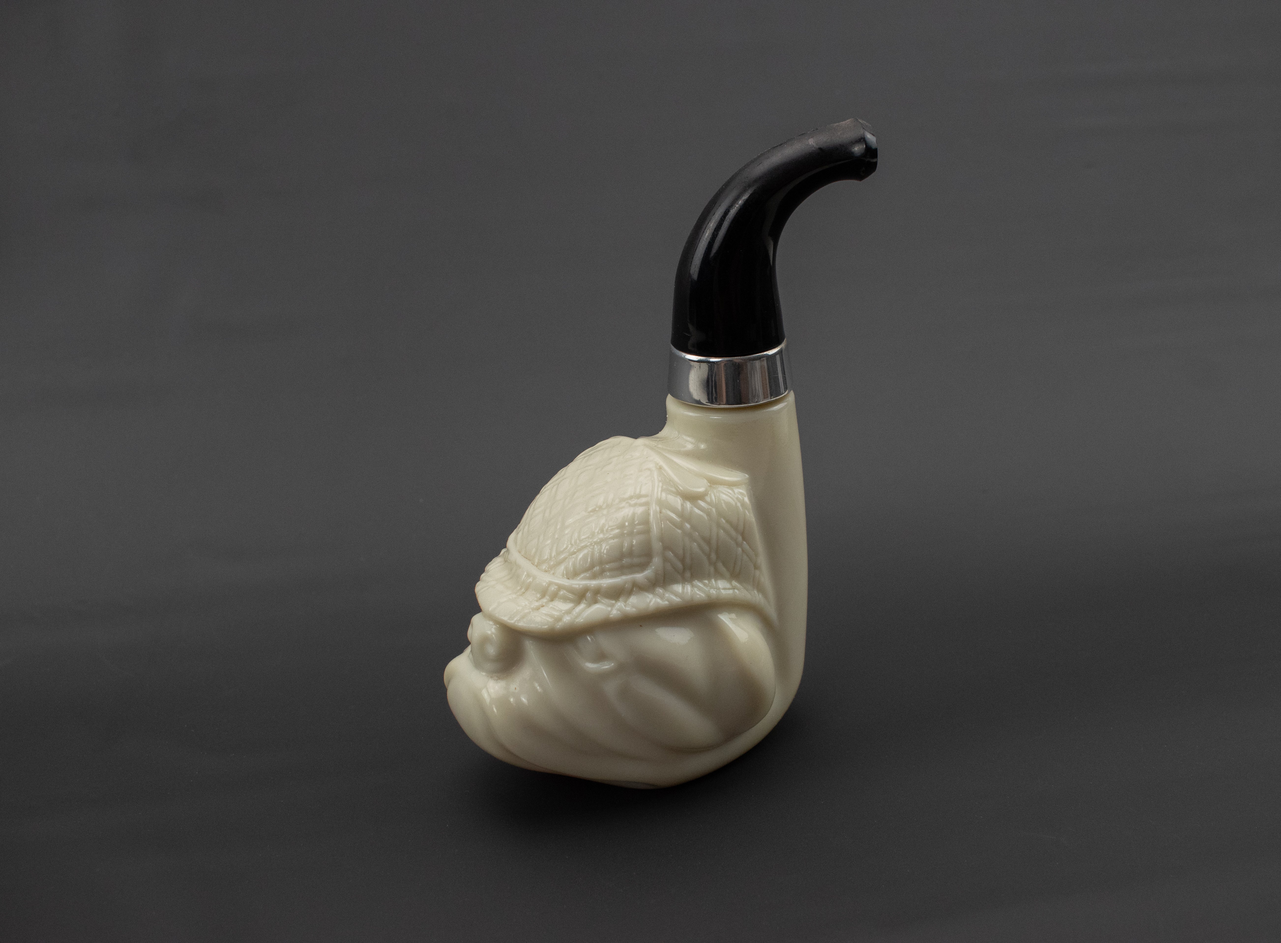 Glass Avon French Bull Dog Pipe Bottle Vintage
