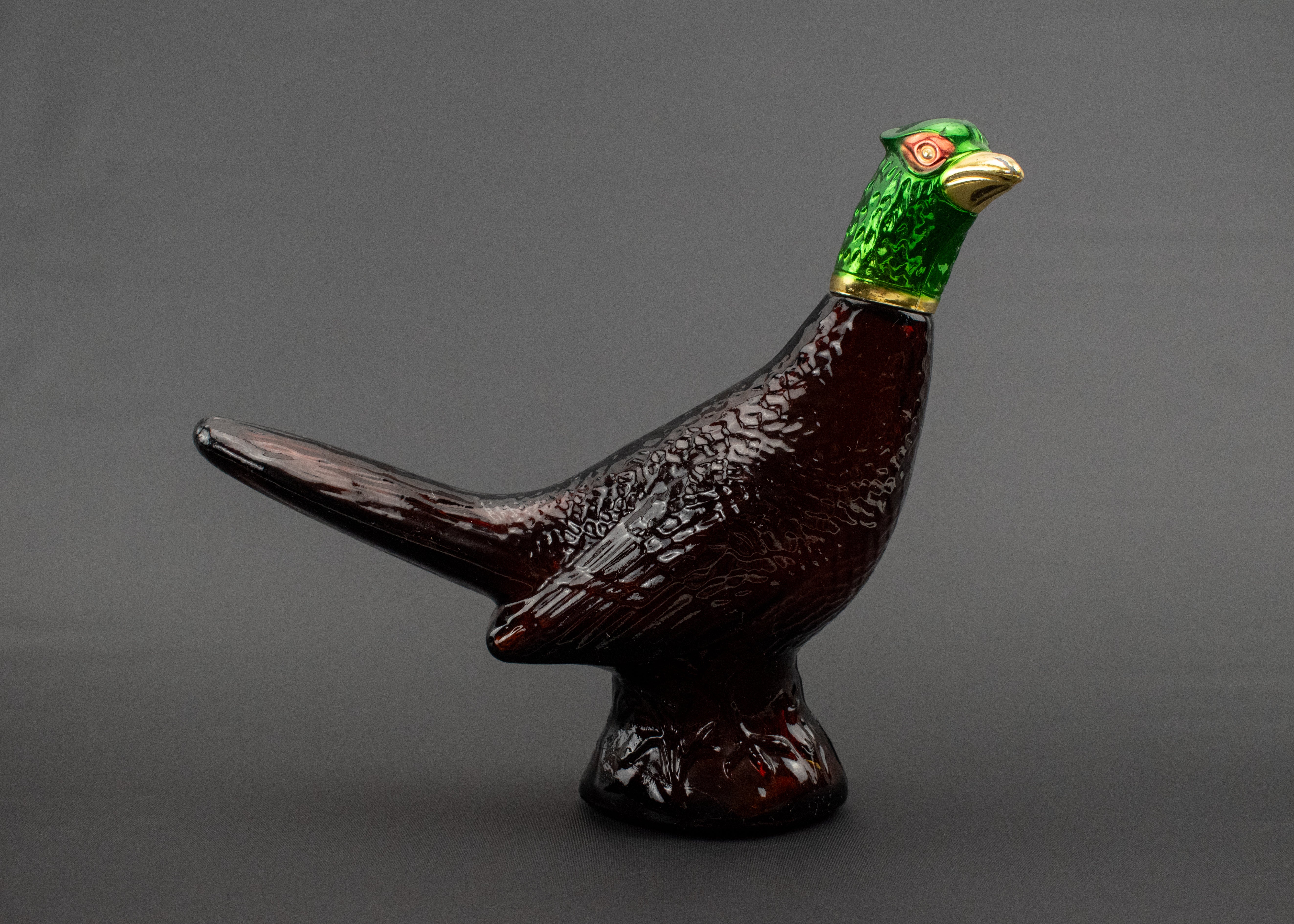 Vtg Avon "Leather" / "Green-Headed Pheasant" Aftershave Bottle / 6 1/4" H Empty