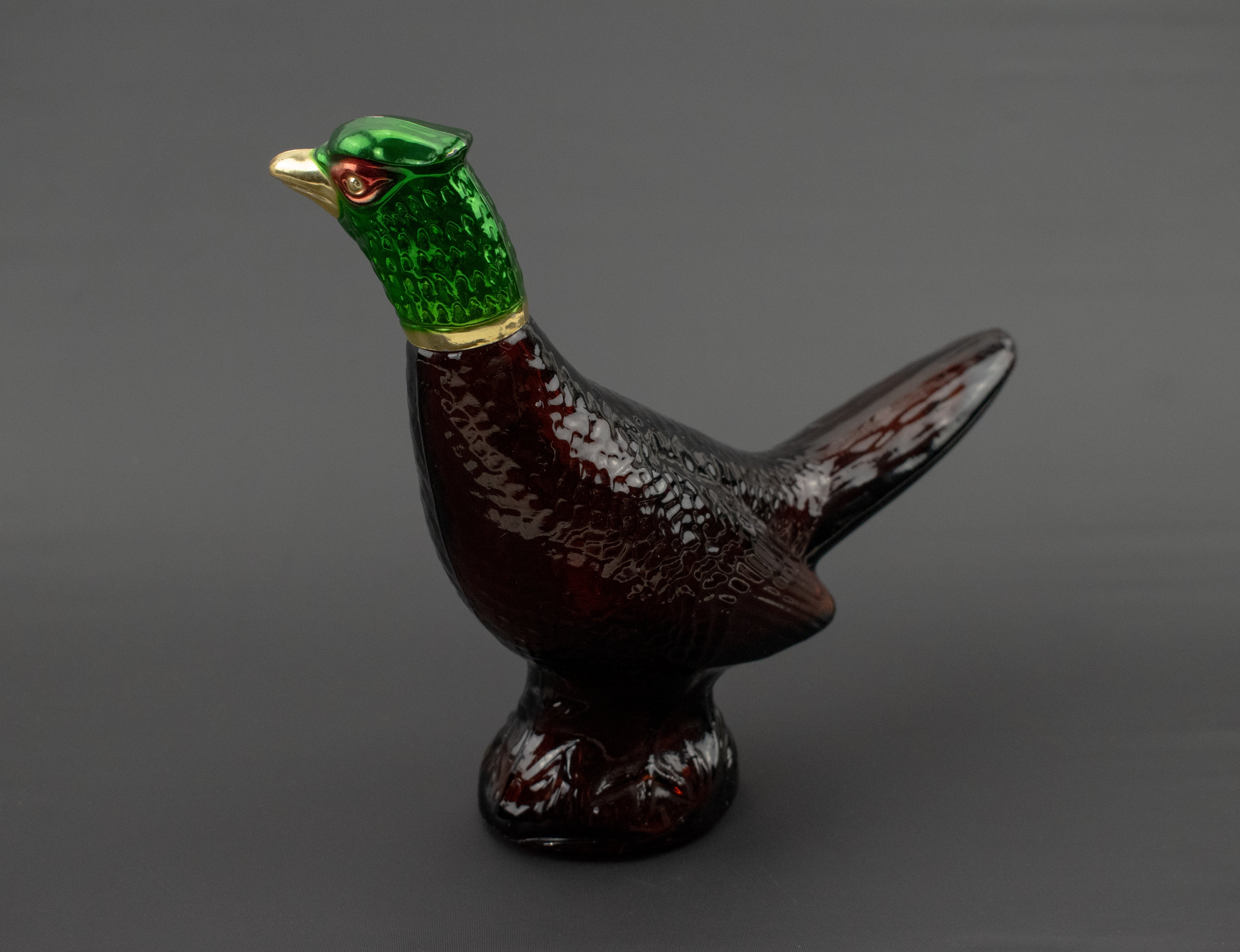 Vtg Avon "Leather" / "Green-Headed Pheasant" Aftershave Bottle / 6 1/4" H Empty