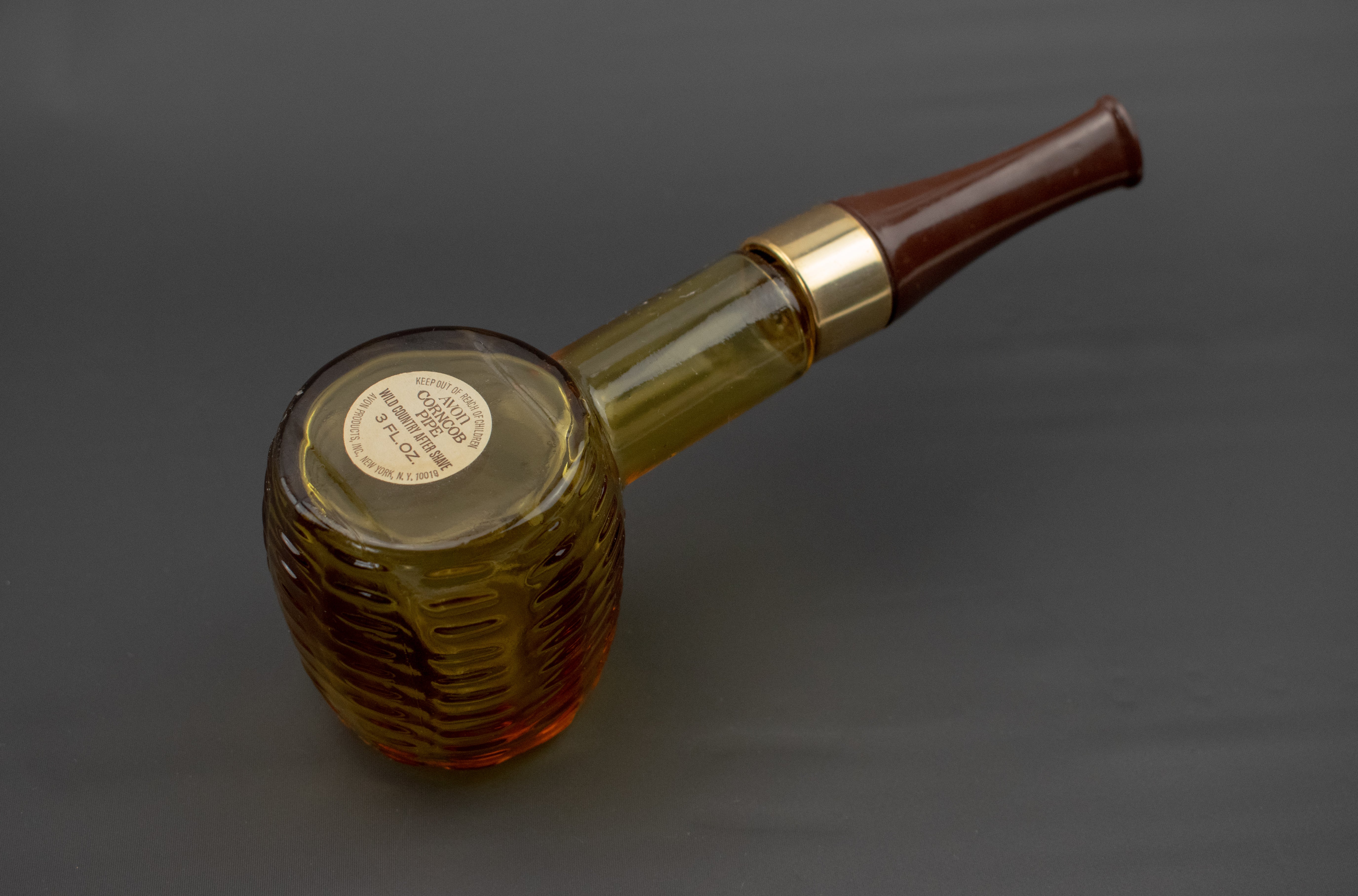 Avon Bottle Glass Pipe Decanter Brown Yellow Used