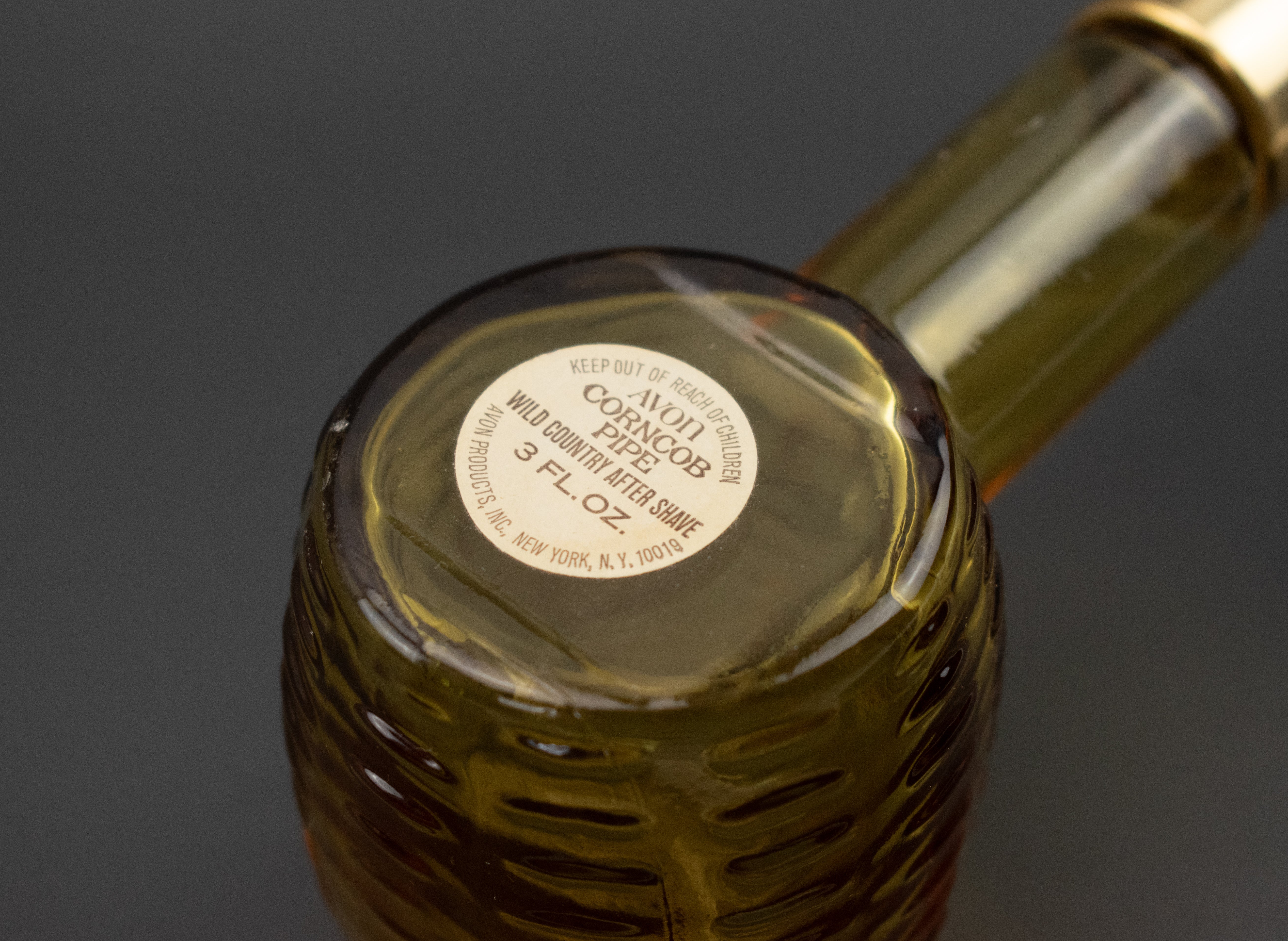 Avon Bottle Glass Pipe Decanter Brown Yellow Used