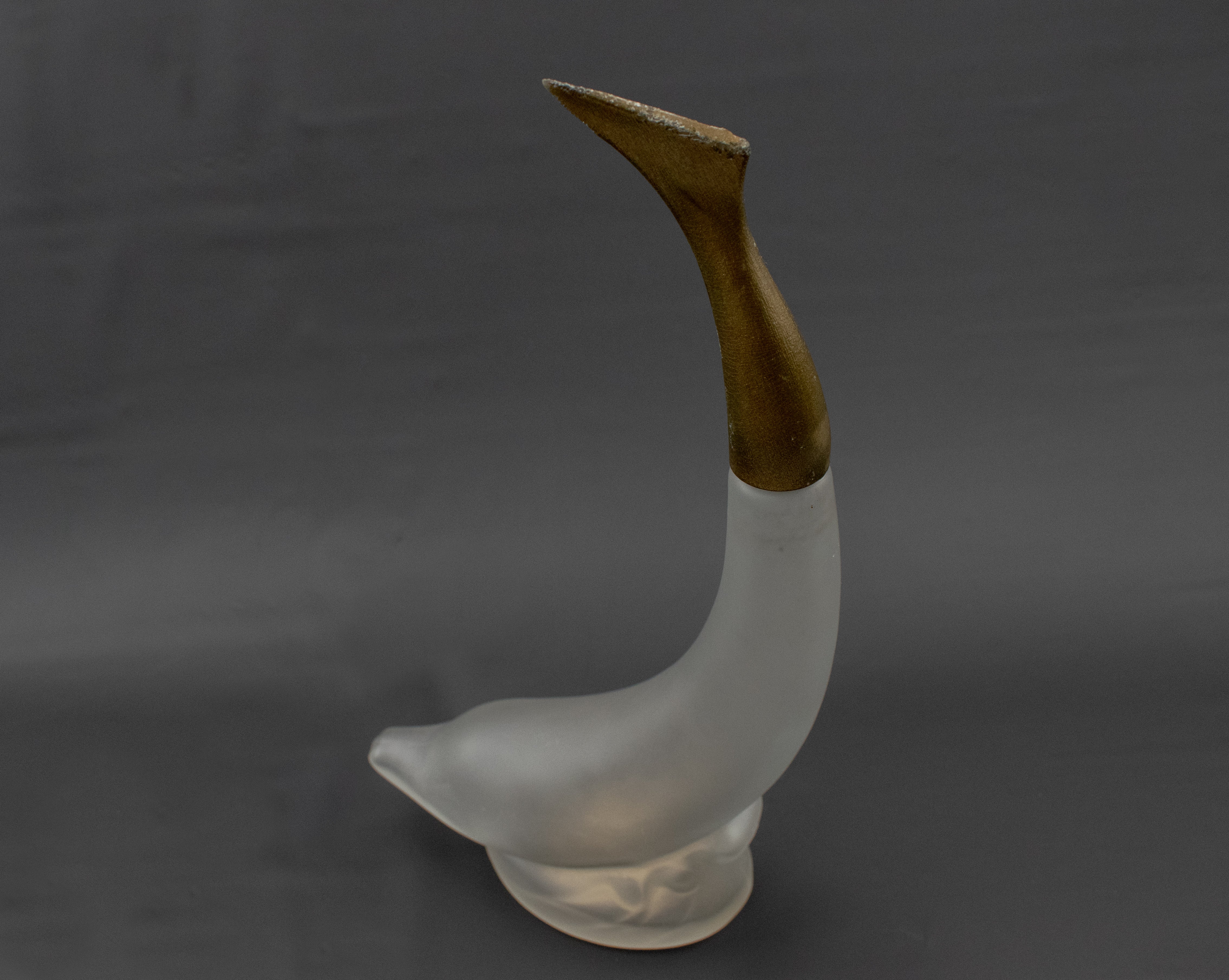 Vintage Avon Diving Dolphin Frosted Glass Bottle 10" tall
