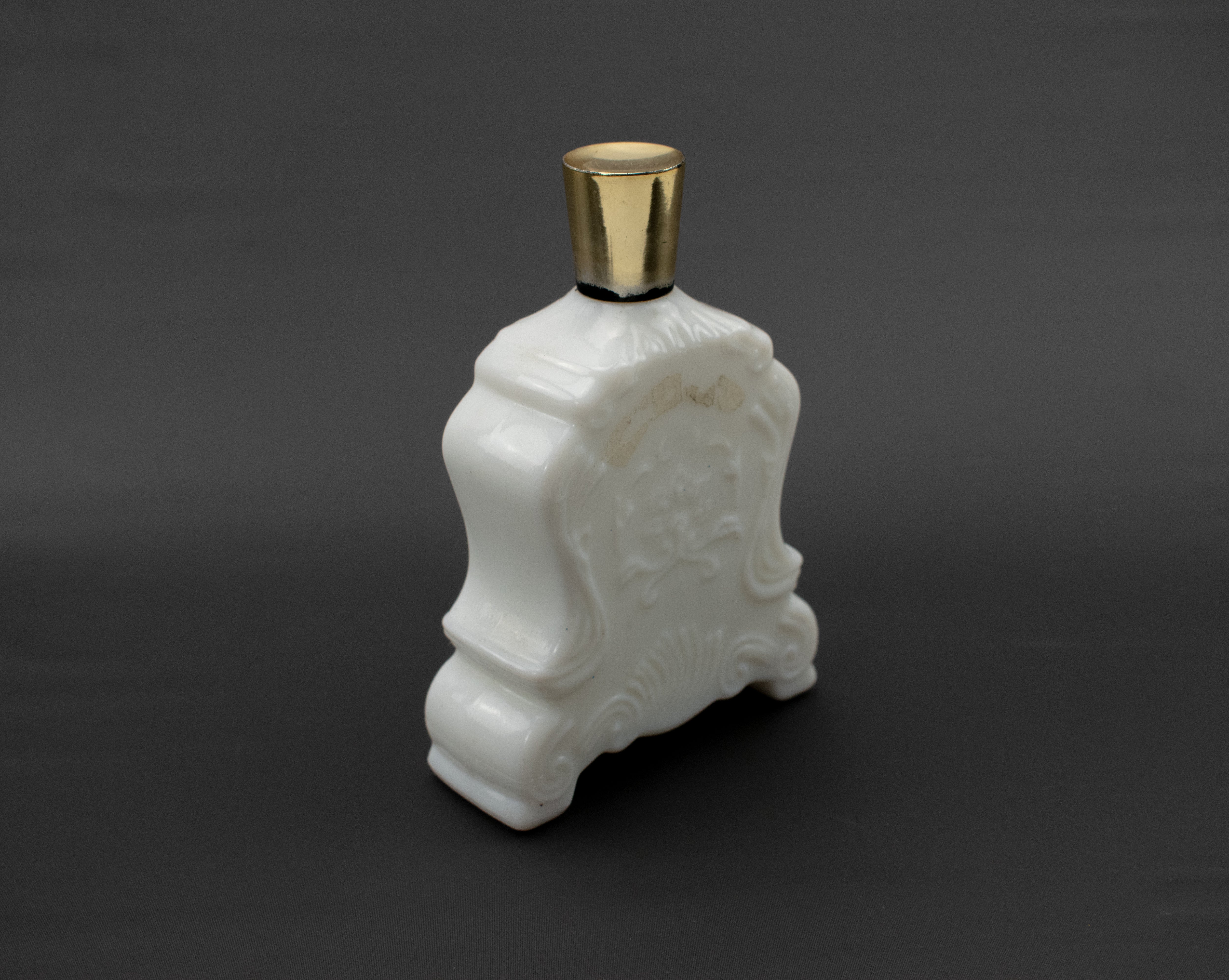 Avon Bottle White Clock Glass Bottle Decanter Used