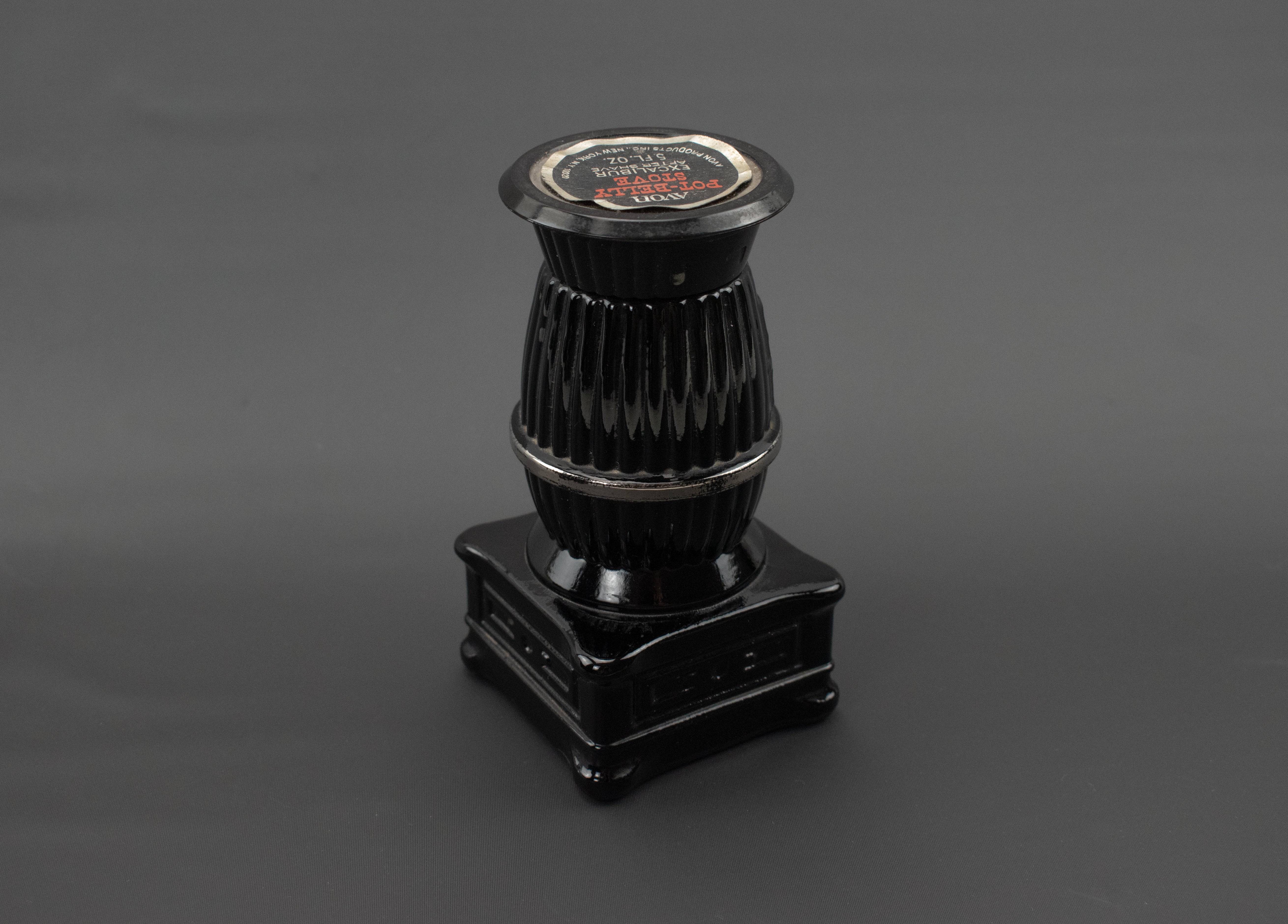 Vintage Avon Bottle Black Glass Pot Bellied Stove Bottle