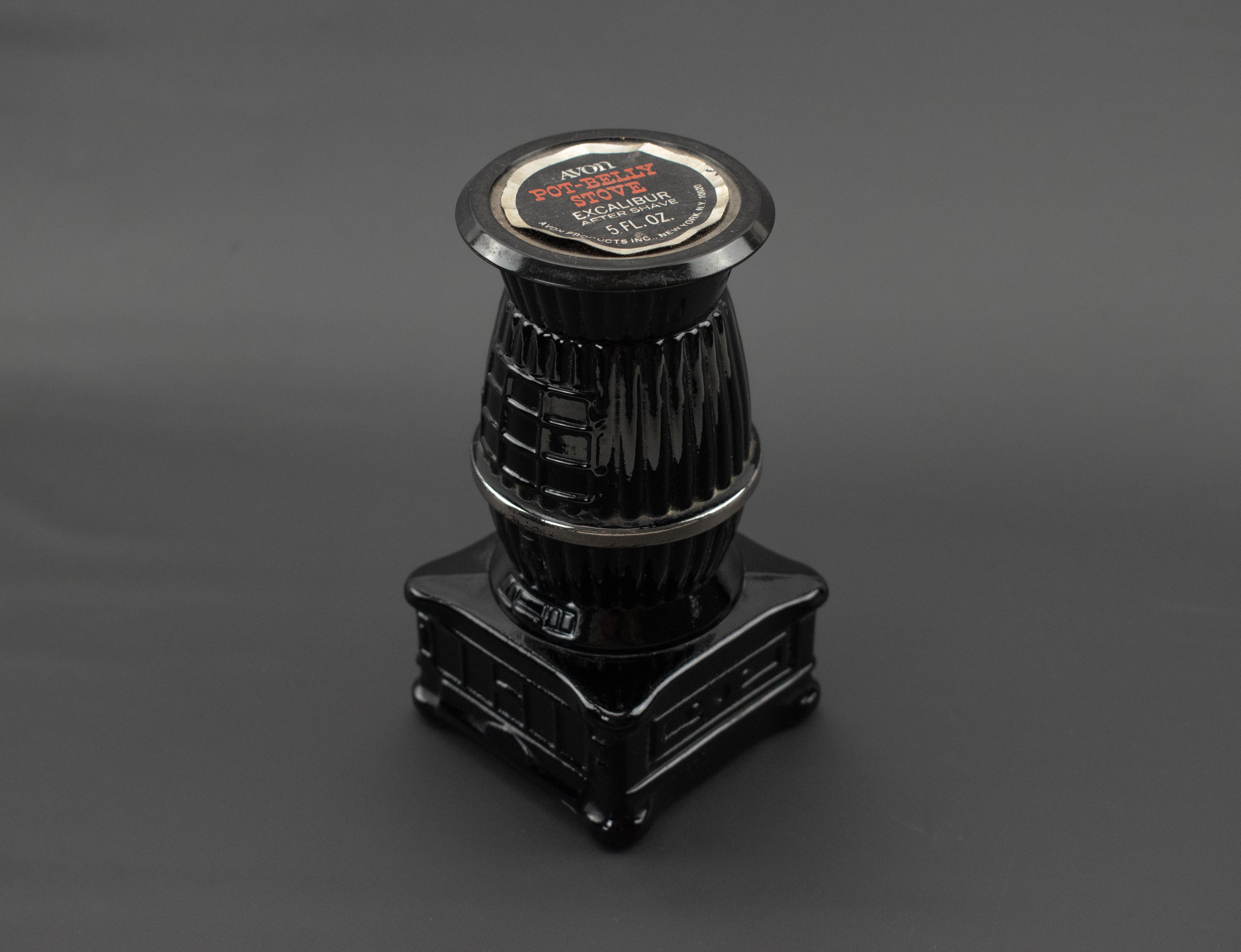Vintage Avon Bottle Black Glass Pot Bellied Stove Bottle