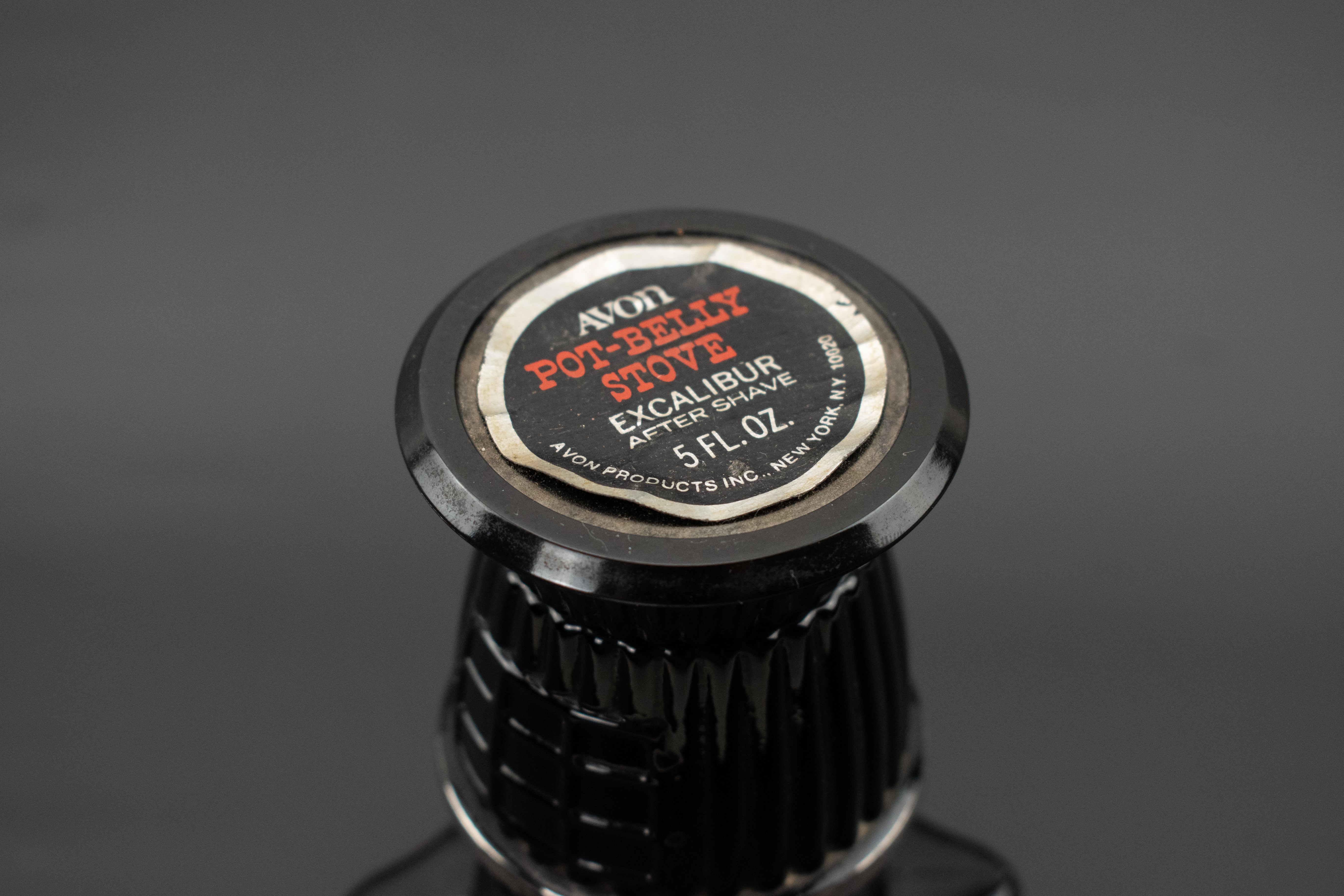 Vintage Avon Bottle Black Glass Pot Bellied Stove Bottle