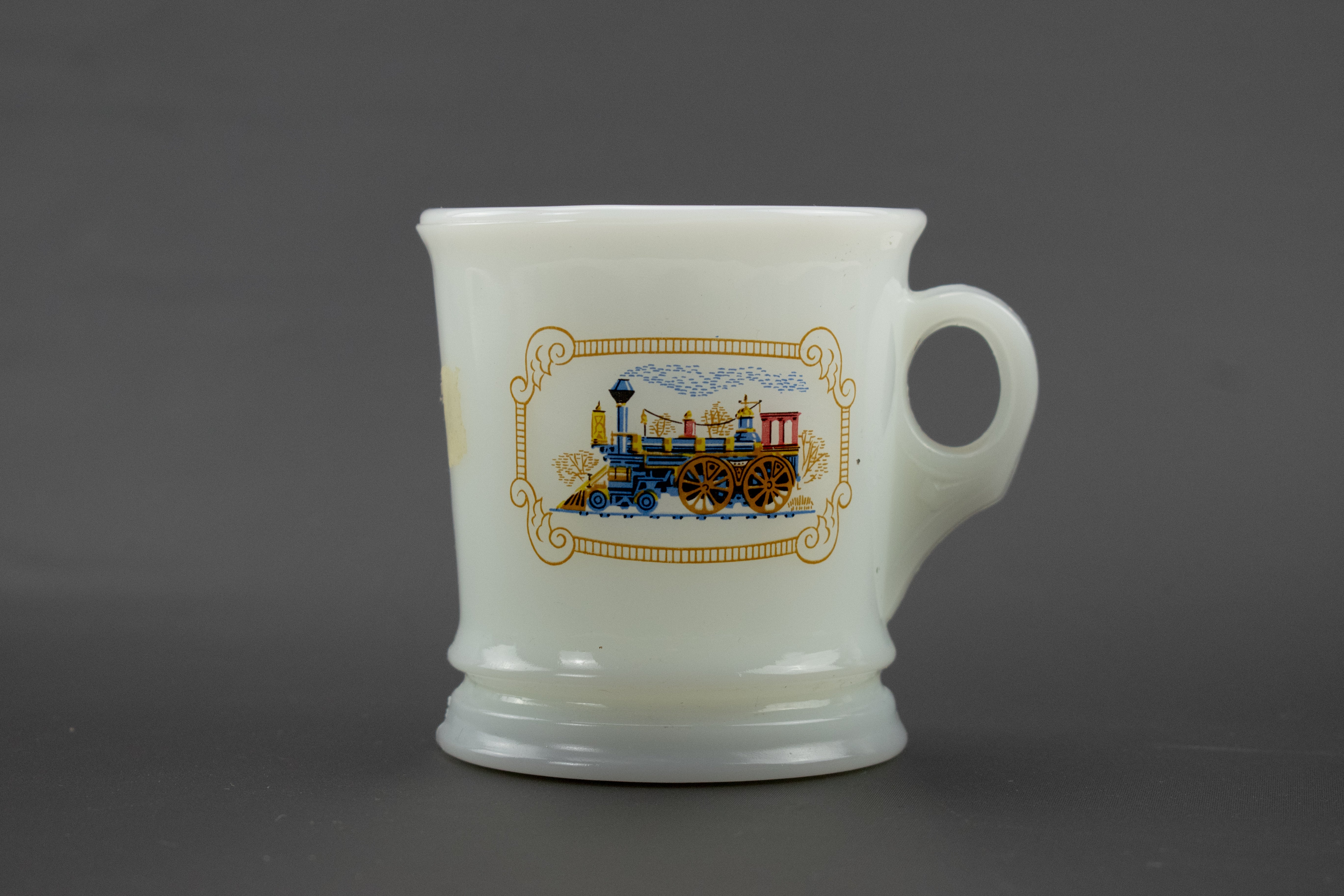 Avon Bottle White Shaving Steam Engine Cup and Decanter Used