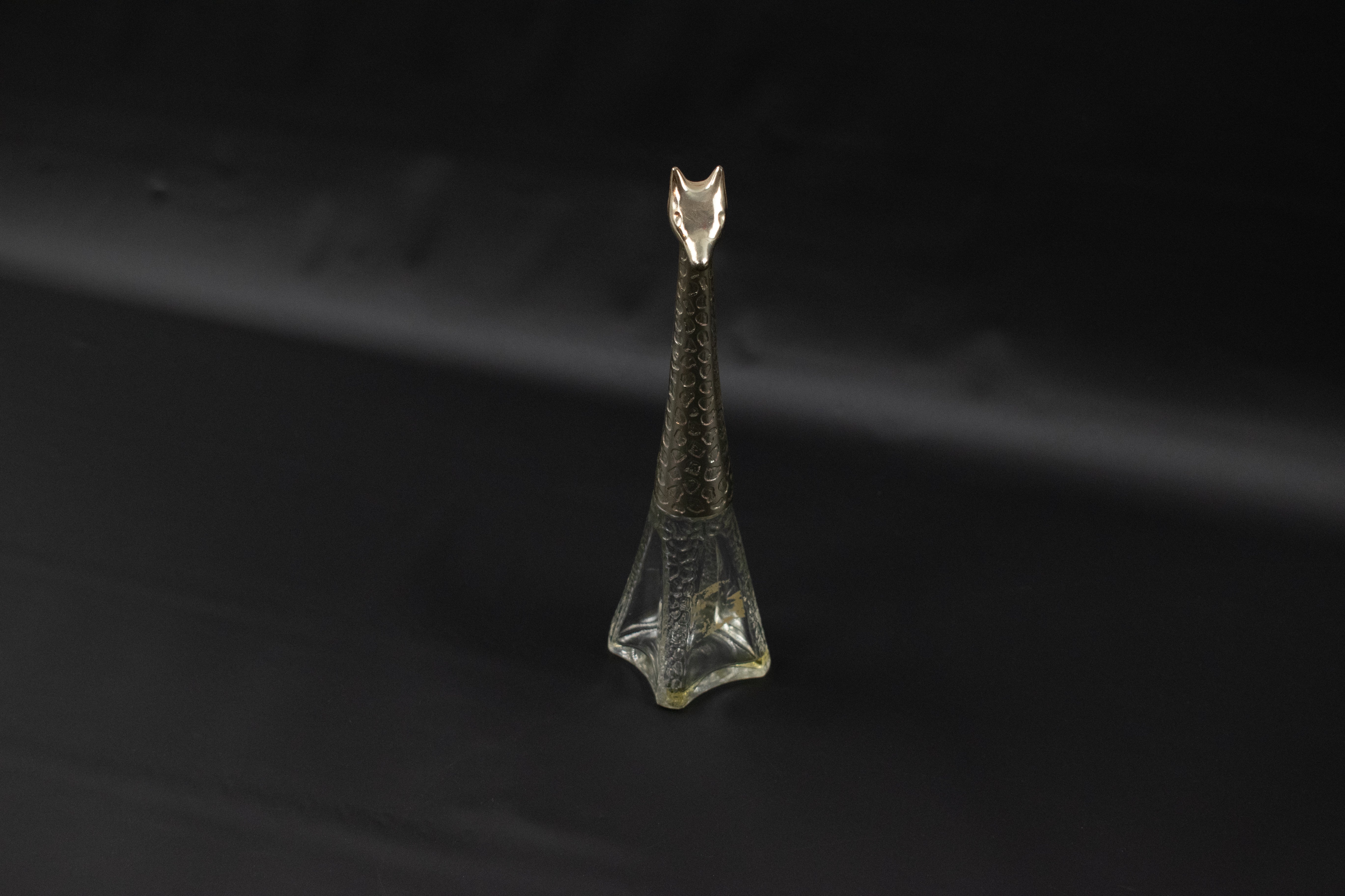Avon Bottle Glass Decanter Silver Giraffe Bottle Used