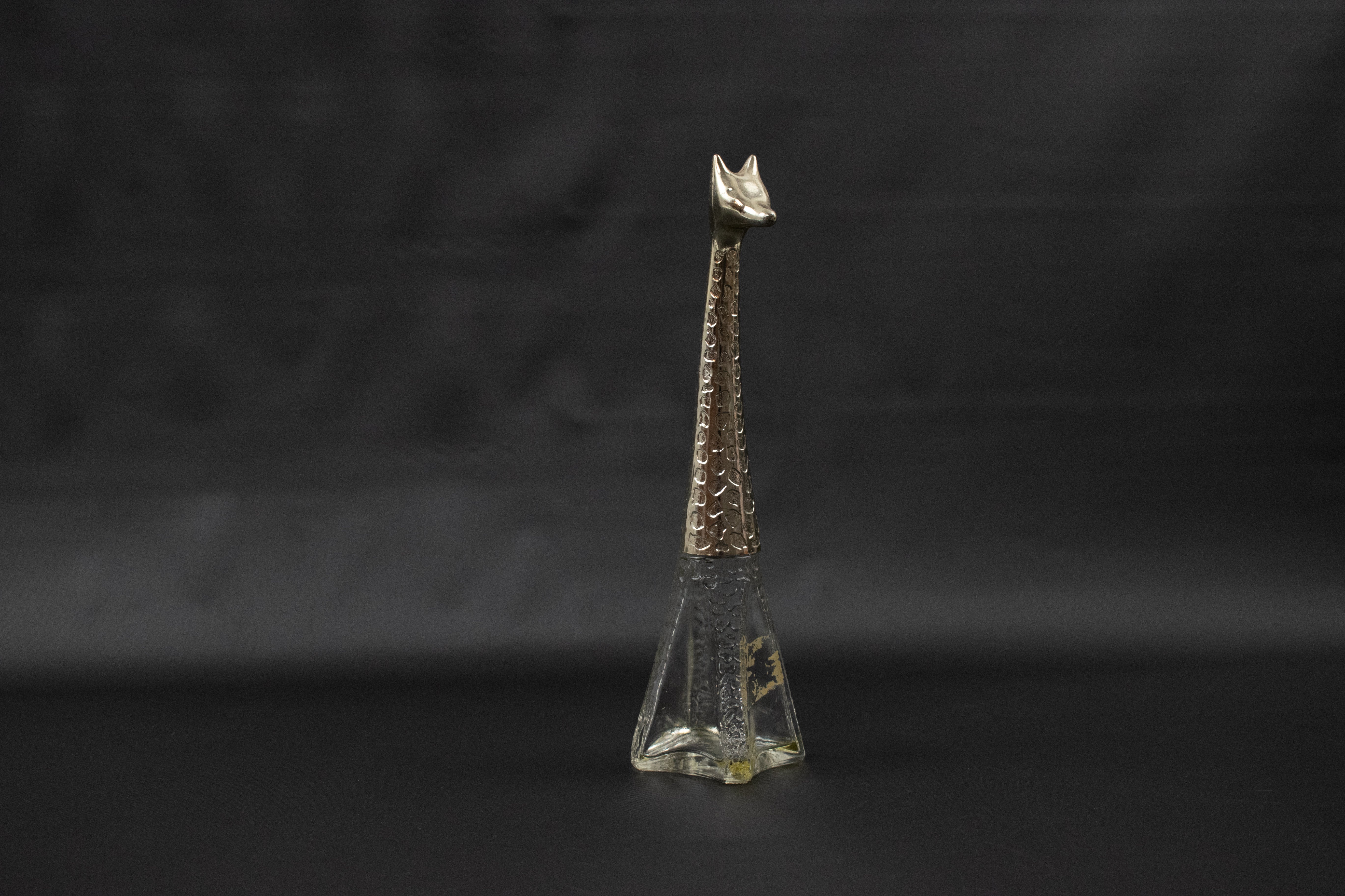Avon Bottle Glass Decanter Silver Giraffe Bottle Used
