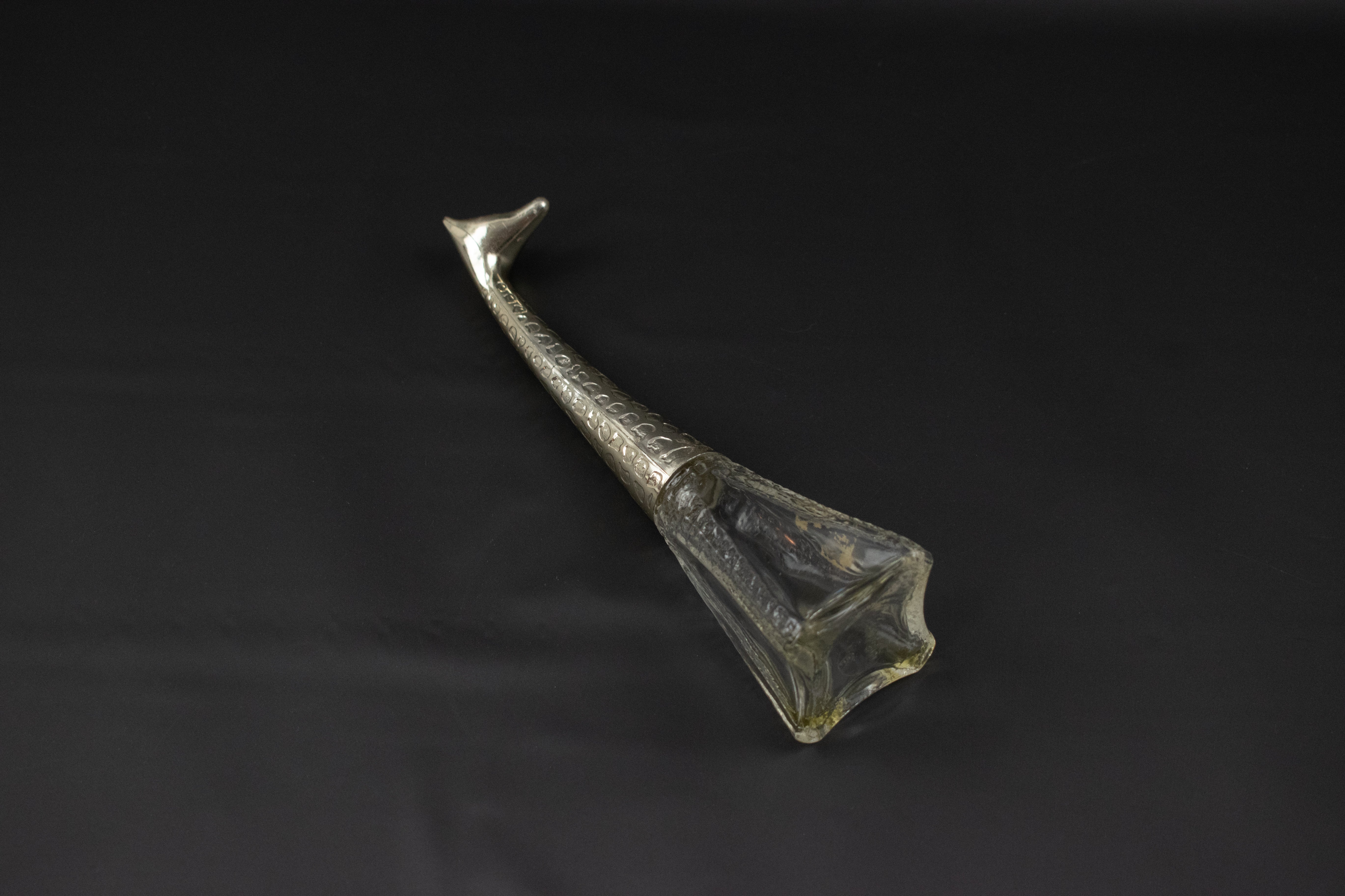 Avon Bottle Glass Decanter Silver Giraffe Bottle Used