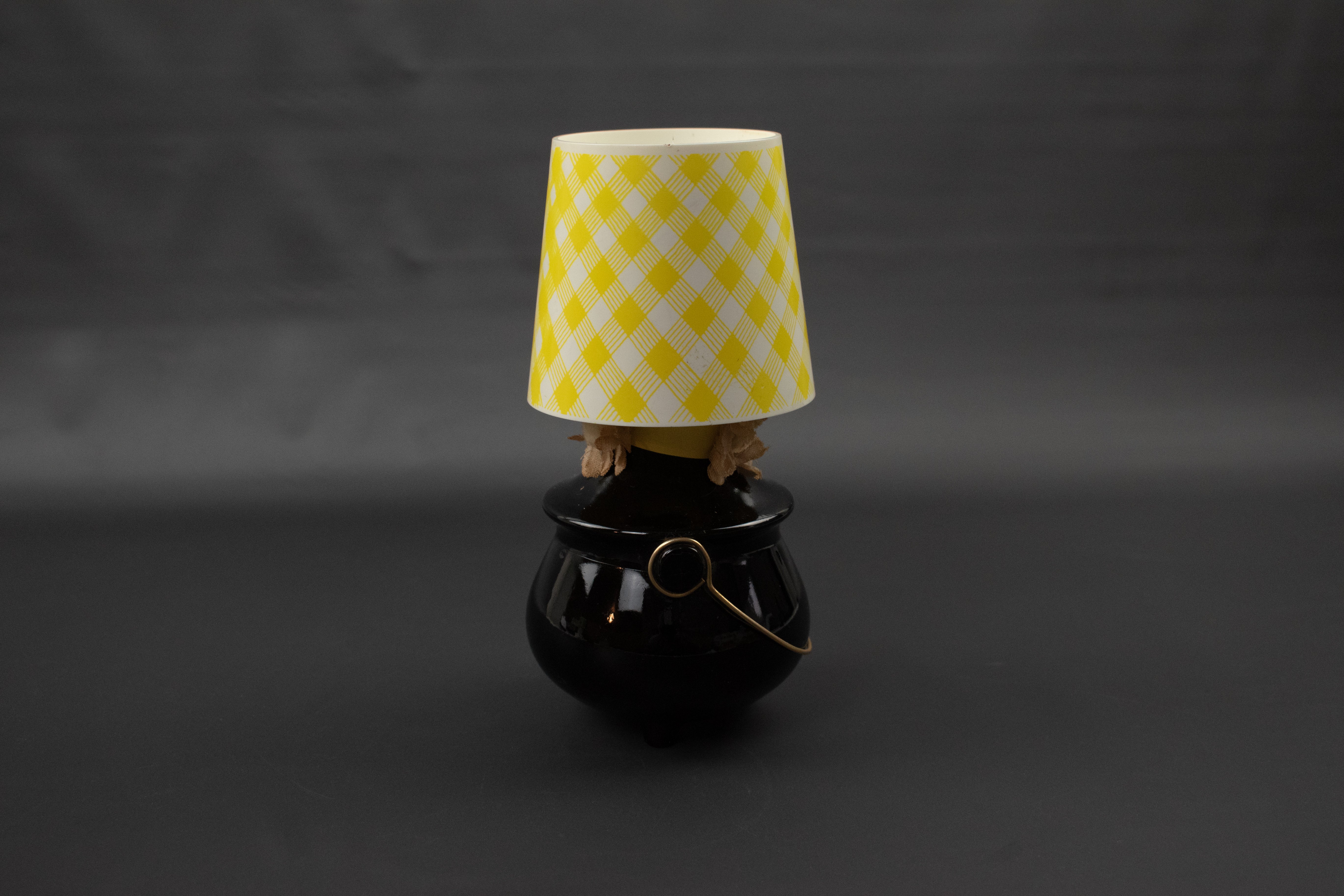 Avon Bottle Lamp Yellow Shade Glass Decanter Used