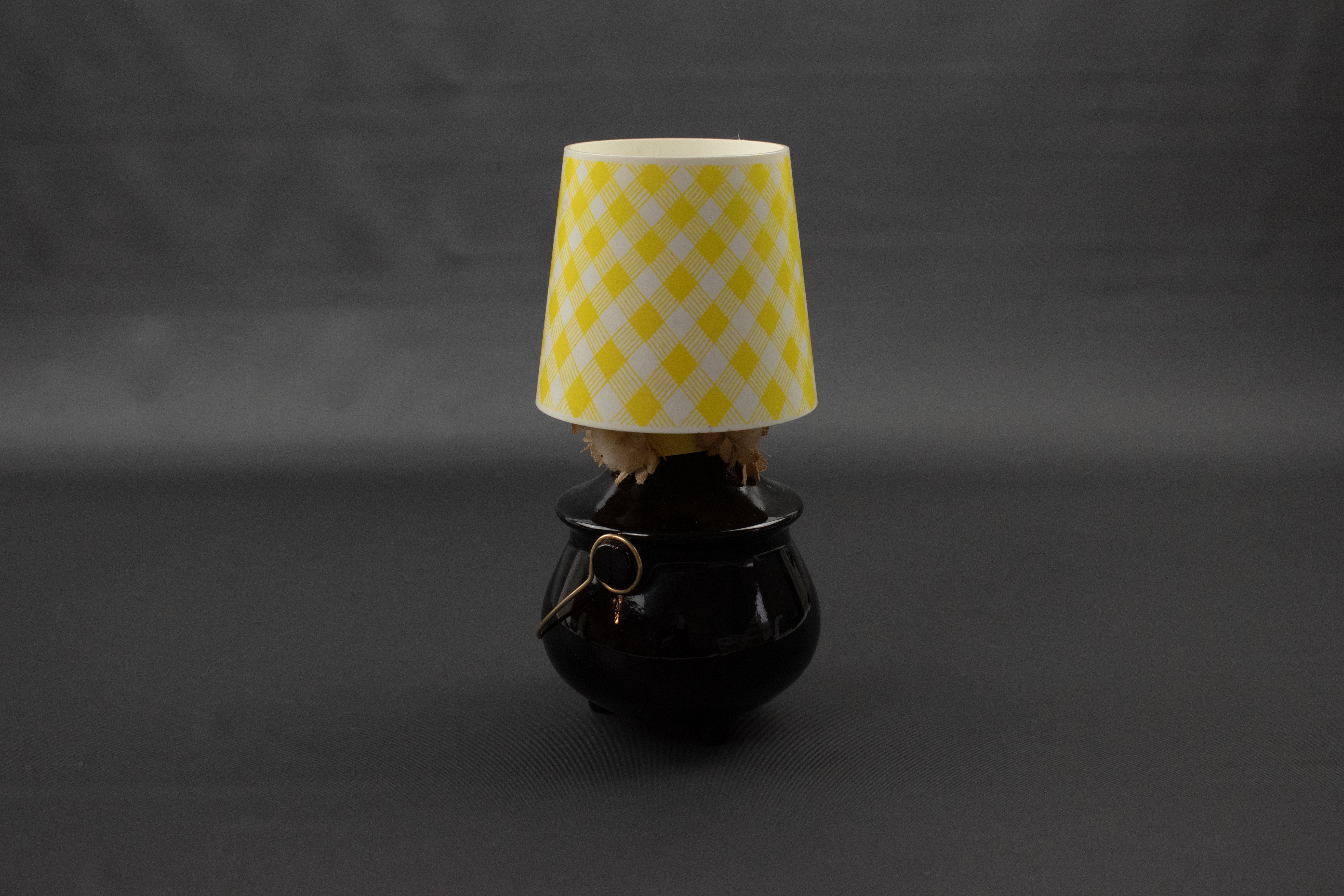 Avon Bottle Lamp Yellow Shade Glass Decanter Used