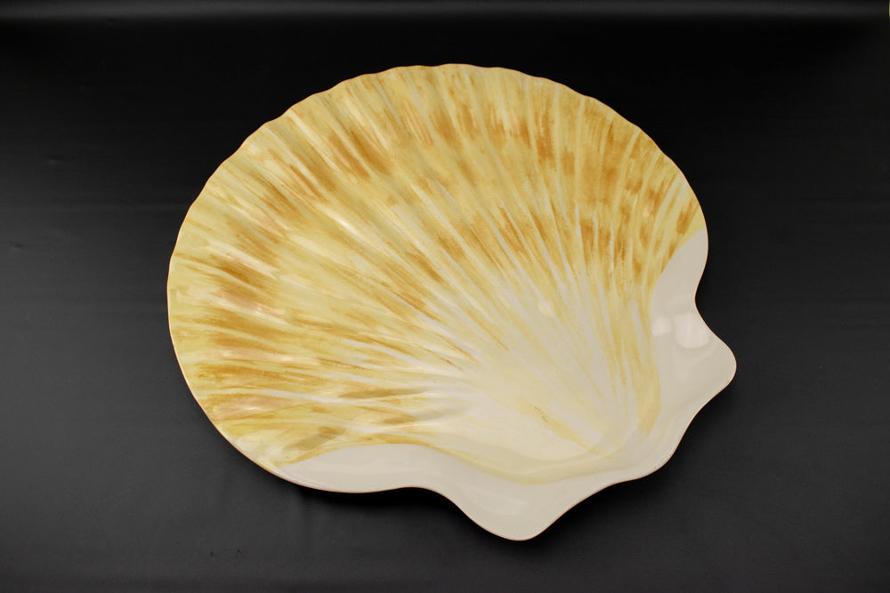 Serving Plate Yellow Seashell Plastic Table Plate 15inch Beach Themed Holiday