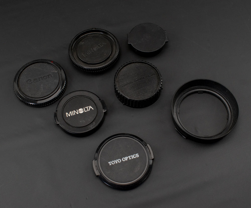 Vintage Camera Lenses Caps Lot Used Minolta Toyo Optics Canon Japan