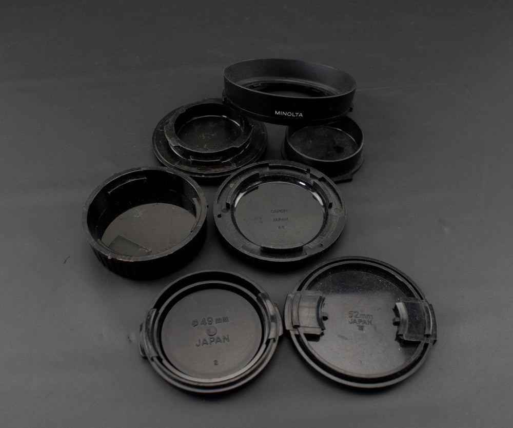 Vintage Camera Lenses Caps Lot Used Minolta Toyo Optics Canon Japan