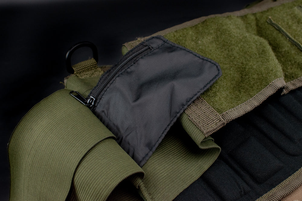 Paintball 11 Pod Carry Harness Army Green Camo & 4 Valken Flick Lid Green Pods Used