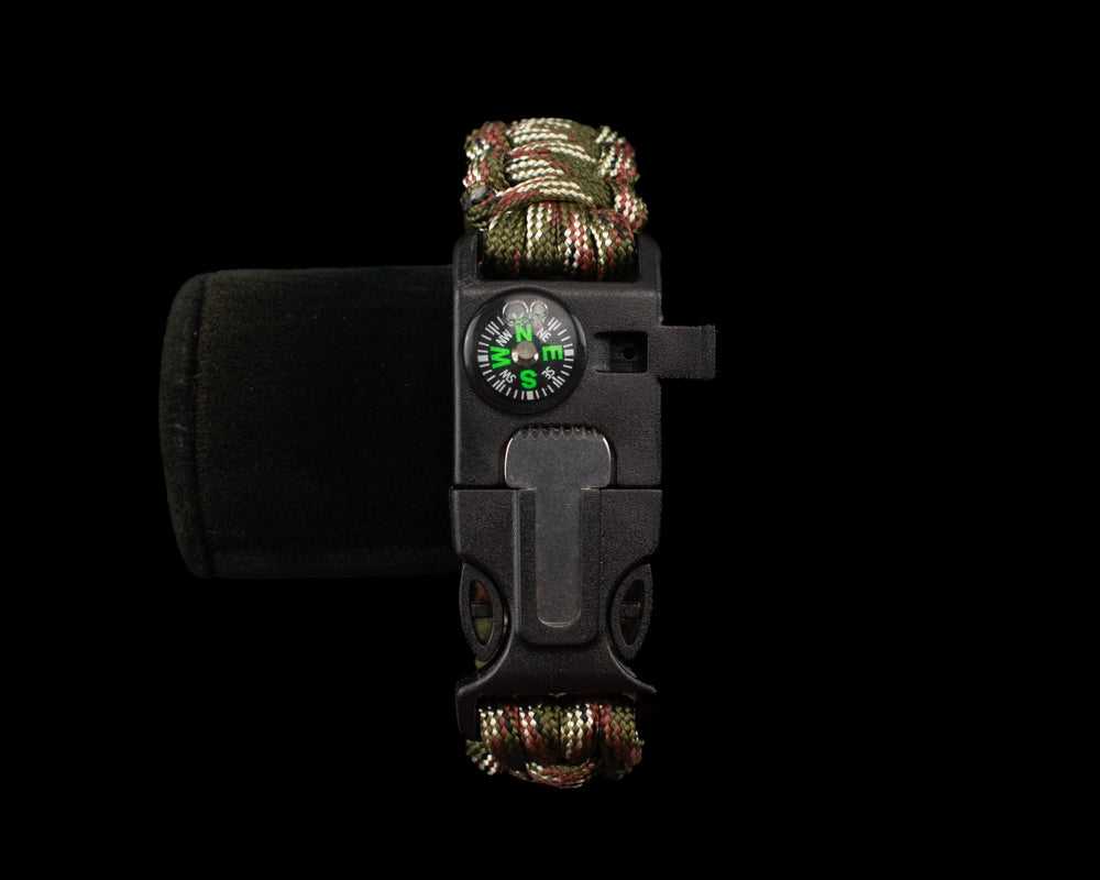 Green 550 Cord Survival Bracelet Fire Starter Whistle