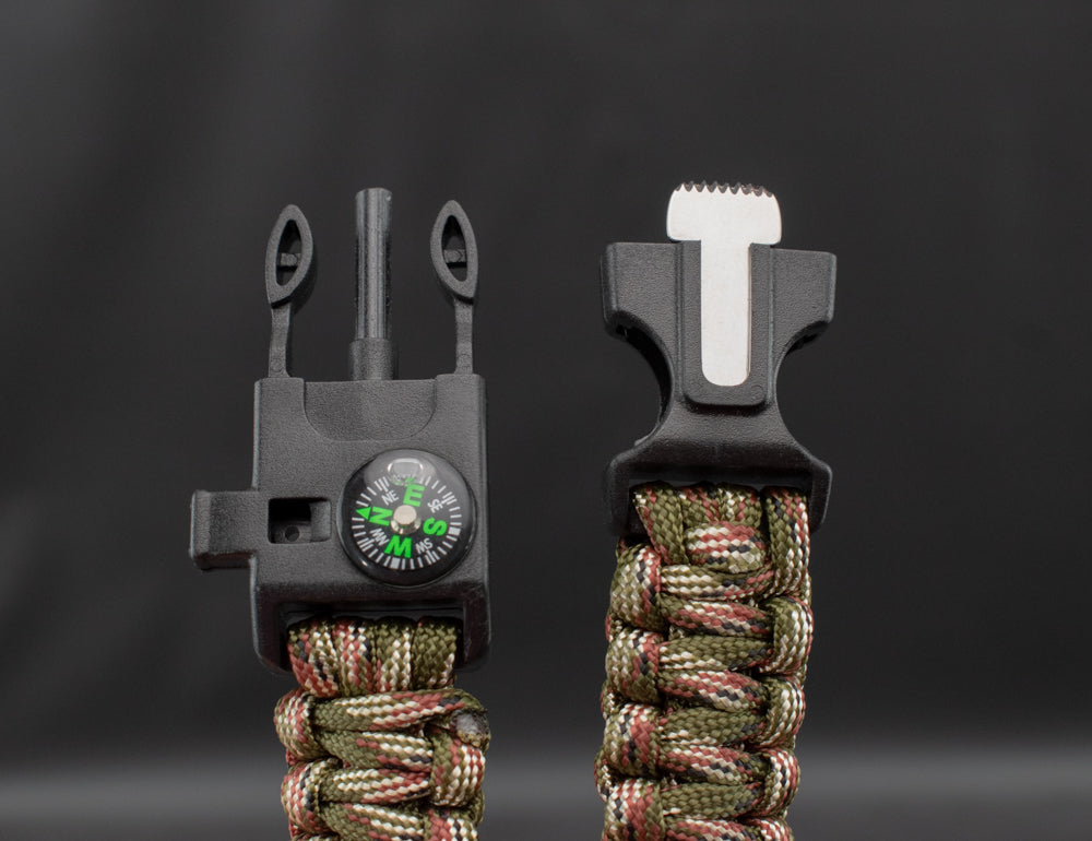 Green 550 Cord Survival Bracelet Fire Starter Whistle