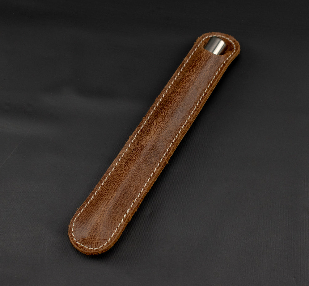 Self Blowing Fire Starting Retractable Metal Straw Fire Aid with Leather Pouch