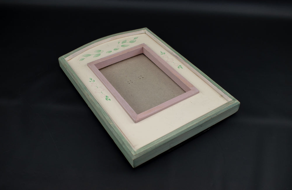 Picture Frame Floral Frame Wood 6x9 Frame 3x5 Photo Used