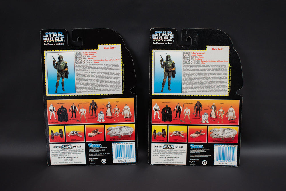 Boba Fett Power of the Force Cardboard Backing 1995 Orange No Figure x2