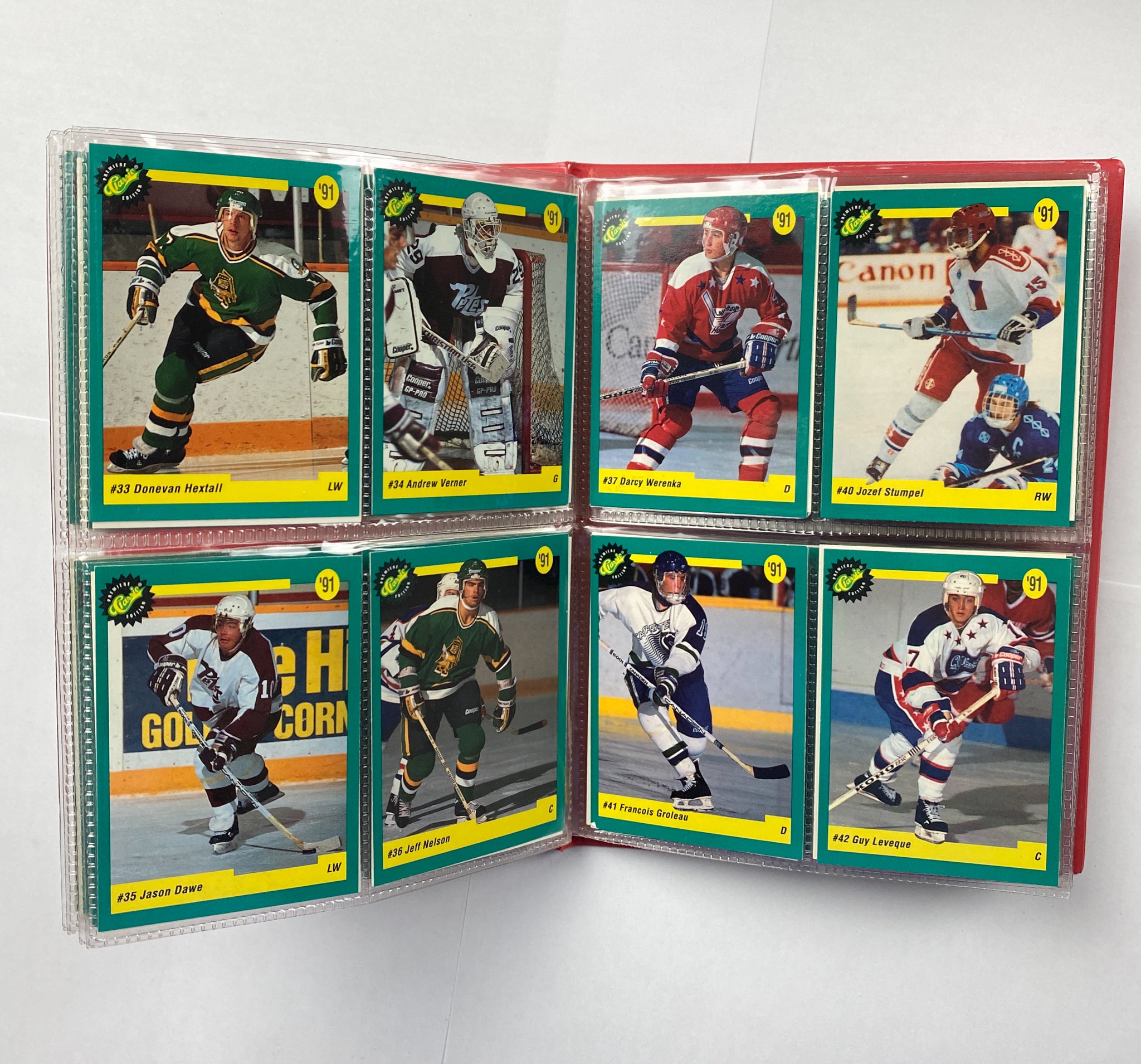 NHL Classic Red Hockey Card Book 51 Hockey Cards Eric Lindros Premier Rookie Flyers 1991