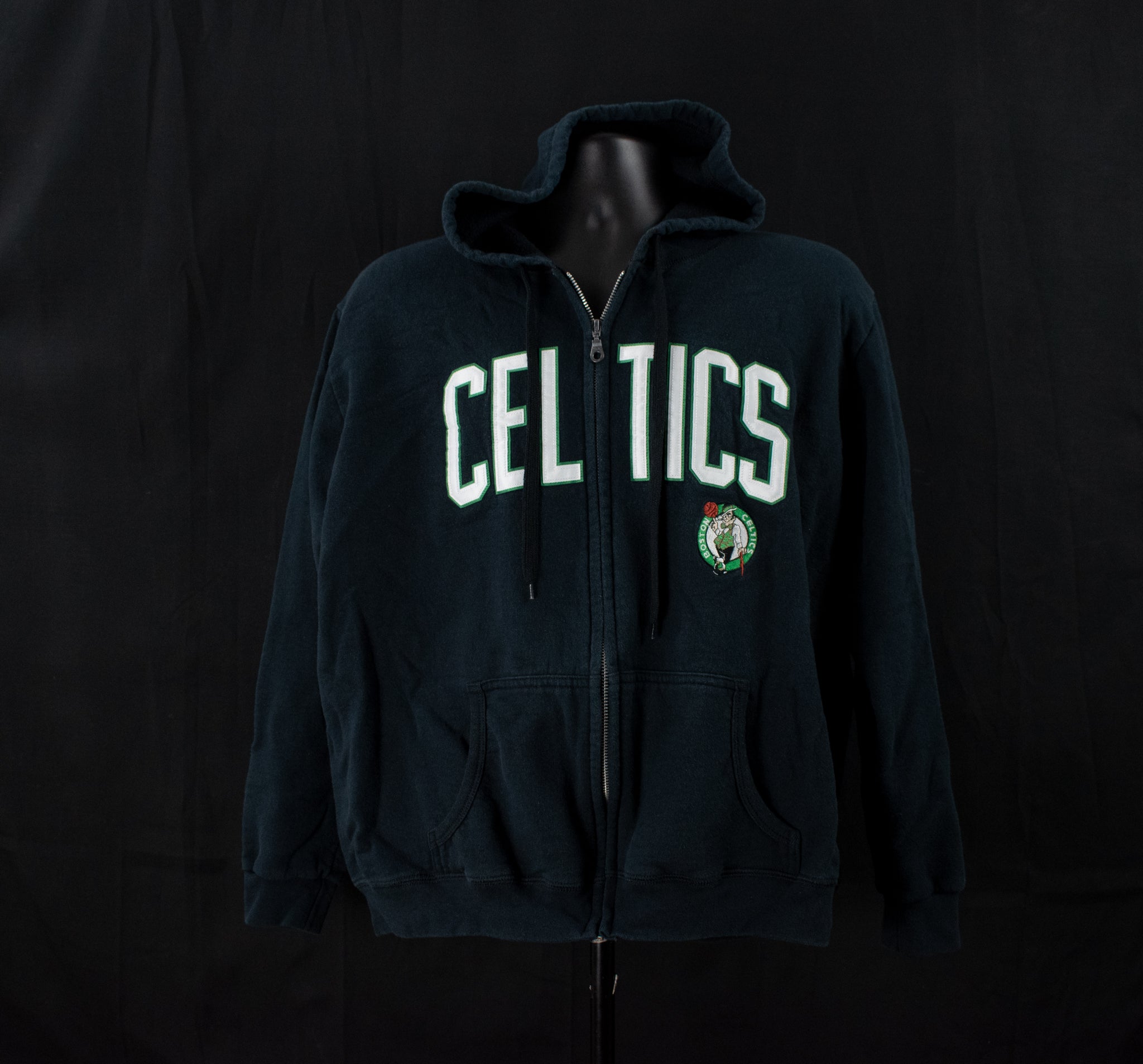 Boston Celtics NBA Basketball Womens XL Sweatshirt Dark Blue Zip Up Hoodie Authentic