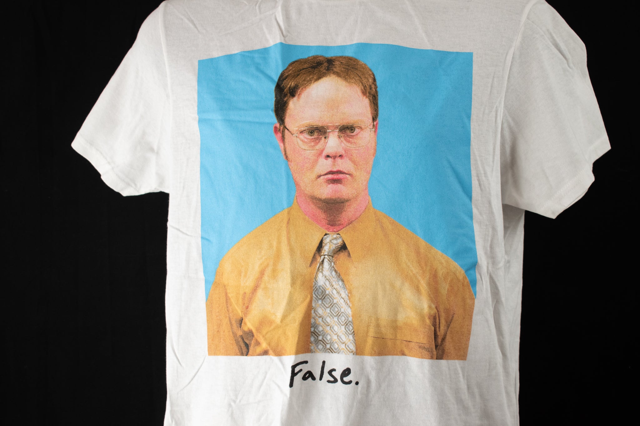 The Office T-Shirt FALSE Dunder Mifflin White Dwight NEW Size Medium Adult Mens