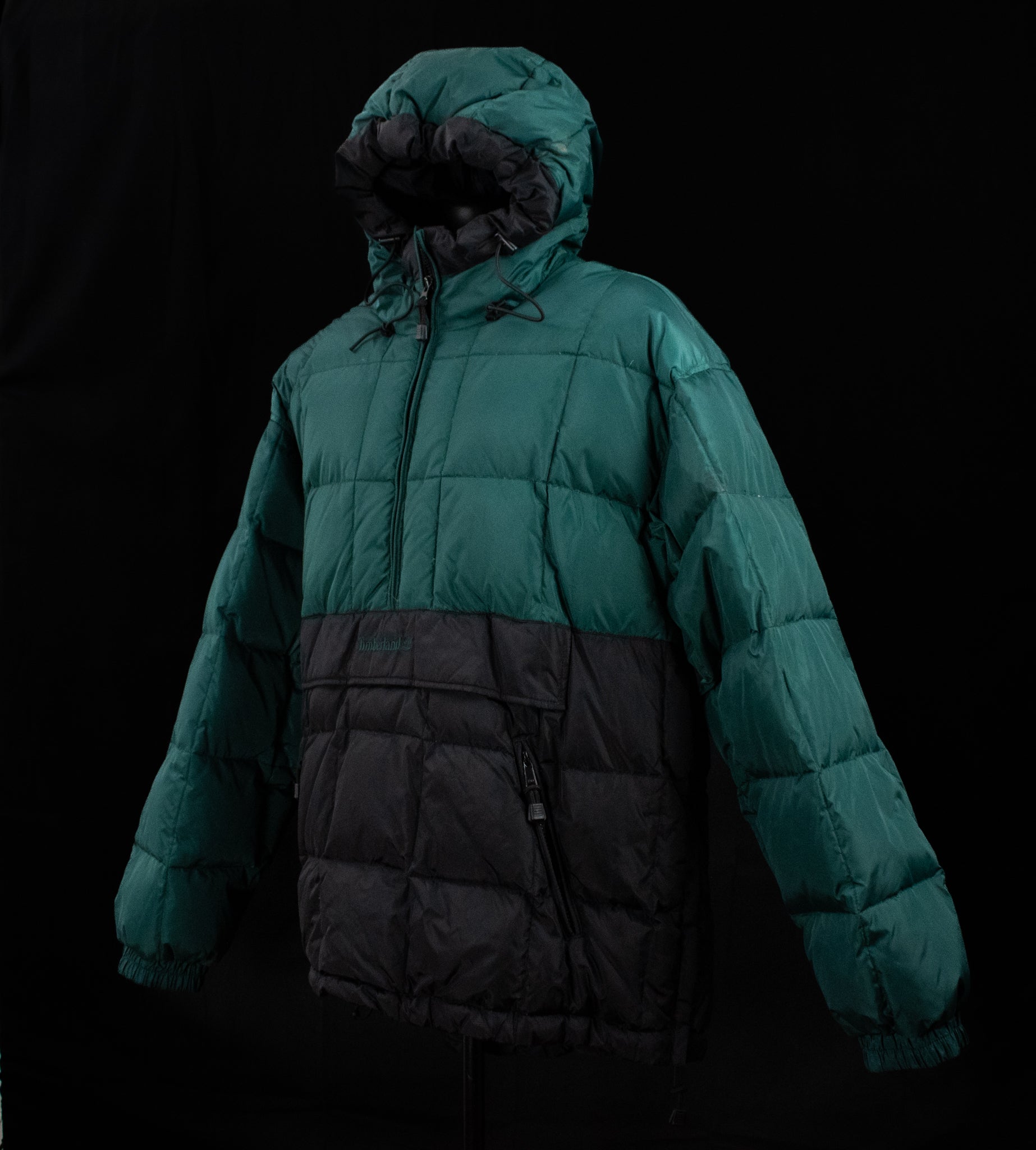 Timberland X-Large Adult Winter Jacket Green Black Hooded Winter Pullover Coat Mens