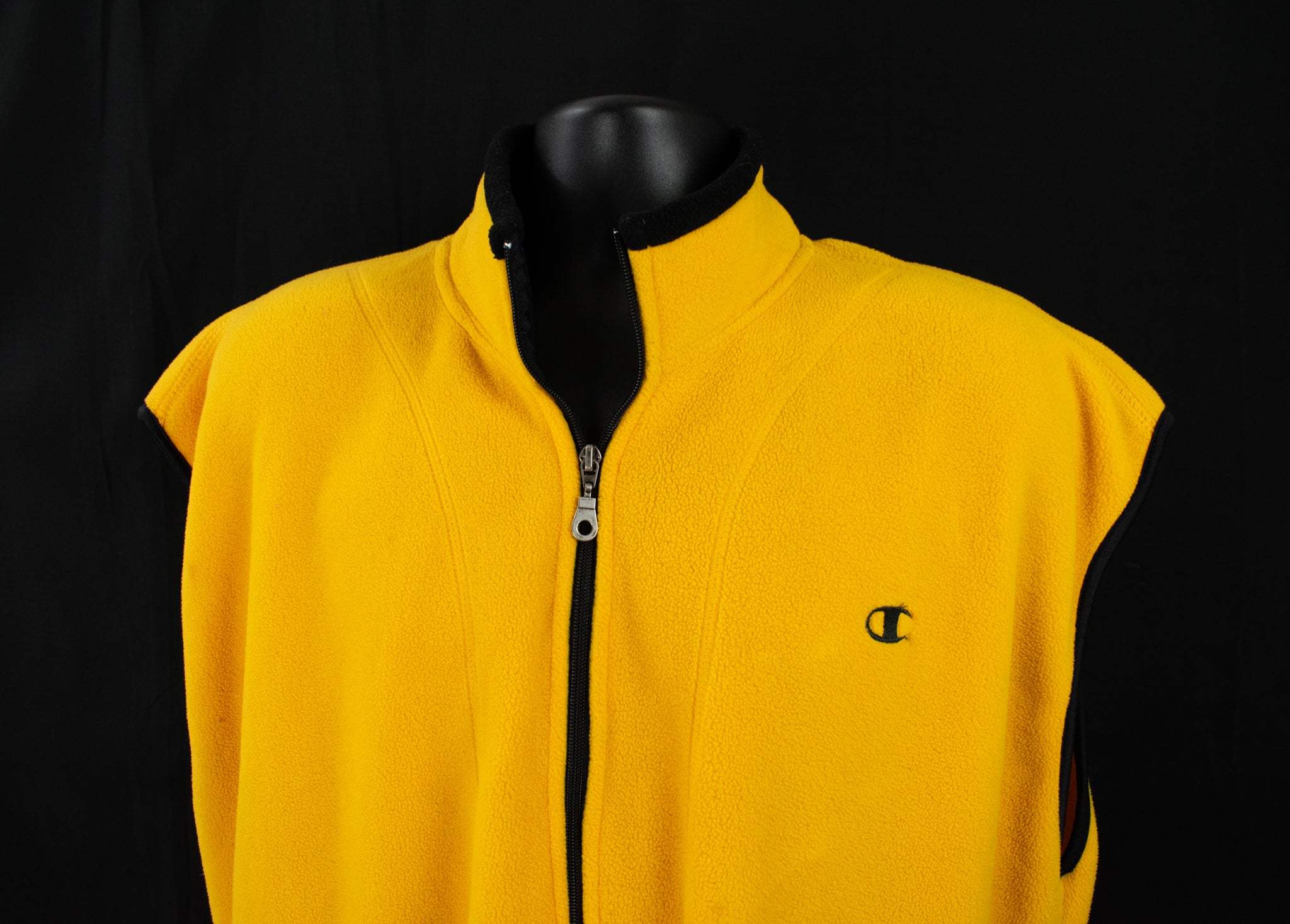 Vintage Champion Yellow Vest 2XL Mens Adult Authentic Champion Fleece Vest