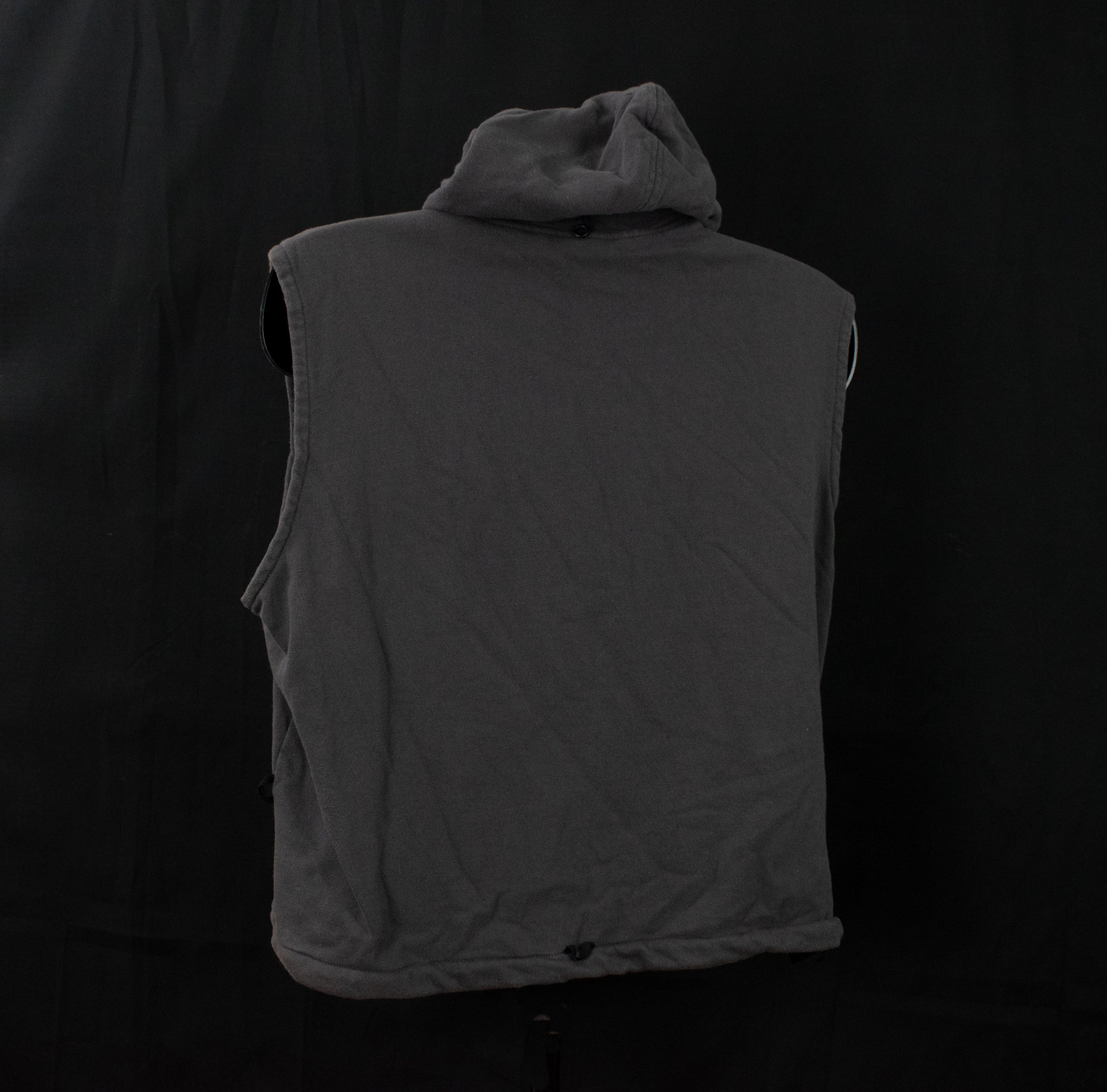 Harley Davidson Authentic Mens Dark Grey Hooded Vest Large Used Zip Up
