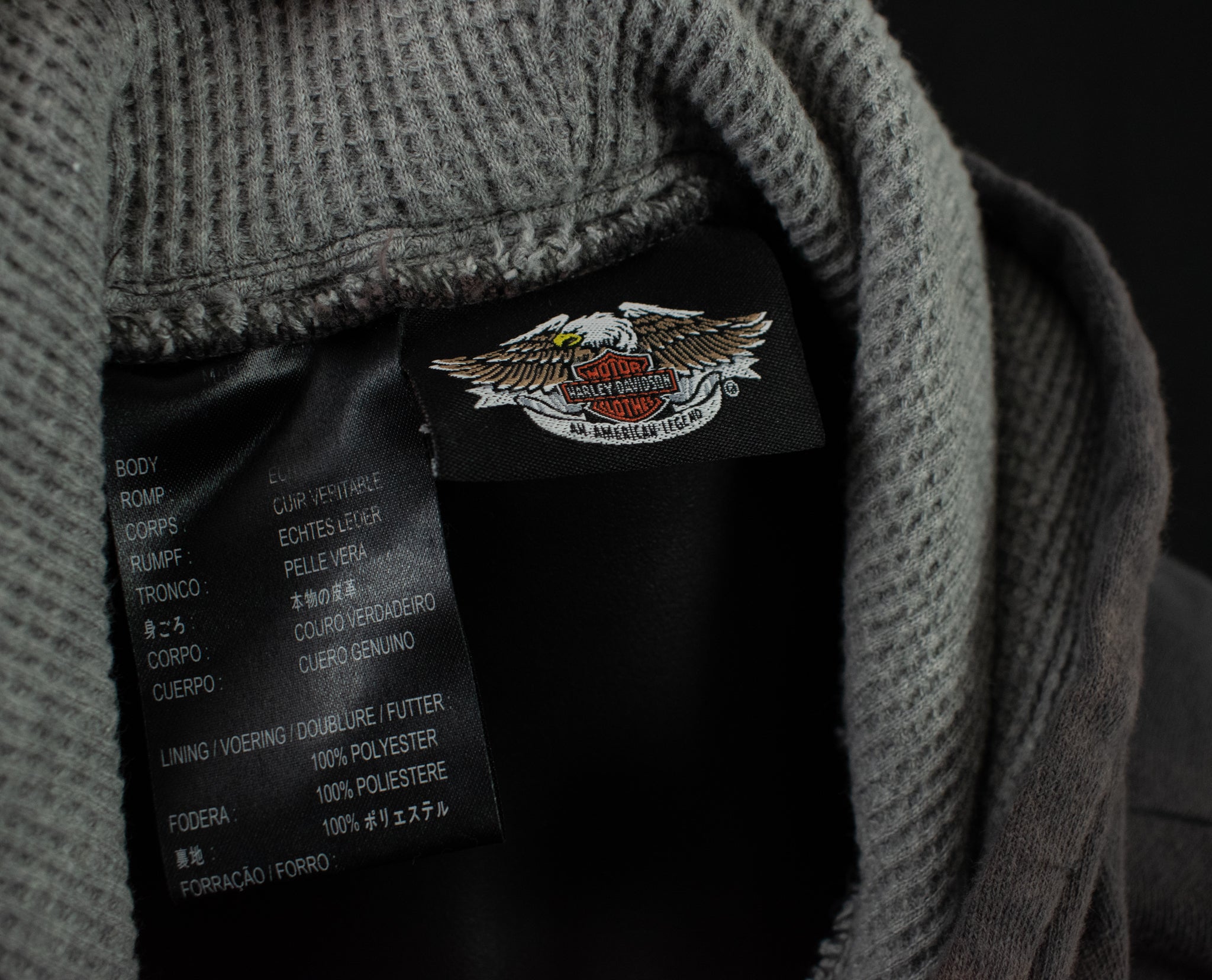 Harley Davidson Authentic Mens Dark Grey Hooded Vest Large Used Zip Up