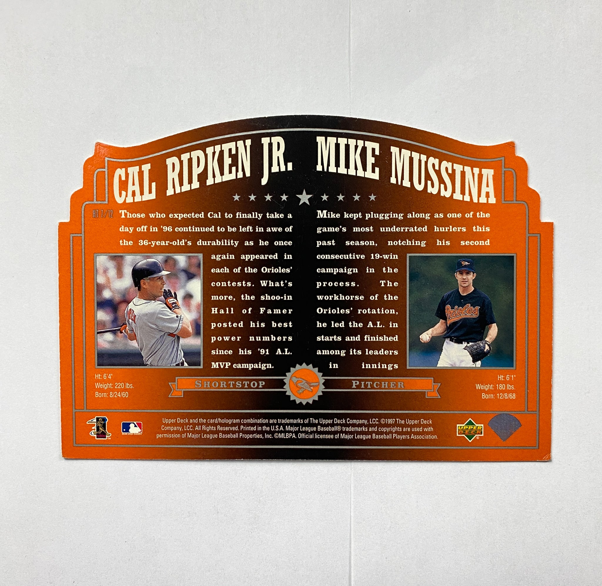 1997 Upper Deck Cal Ripken Mike Mussina Home Team Heroes Jumbo Card #HT7 Orioles