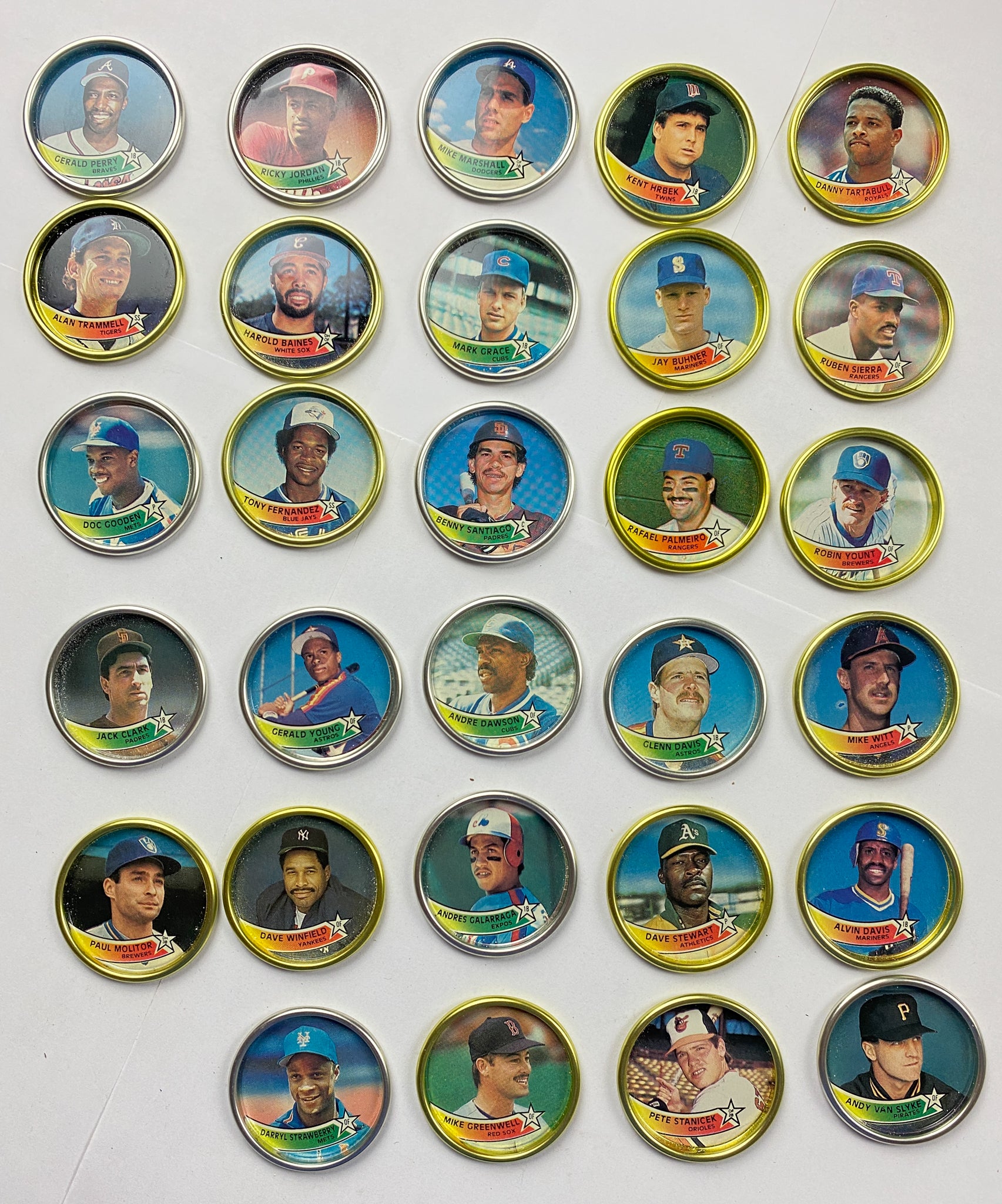 Topps Baseball Metal Buttons Coins Gold Lot 1989 Vintage Baseball Collection 29