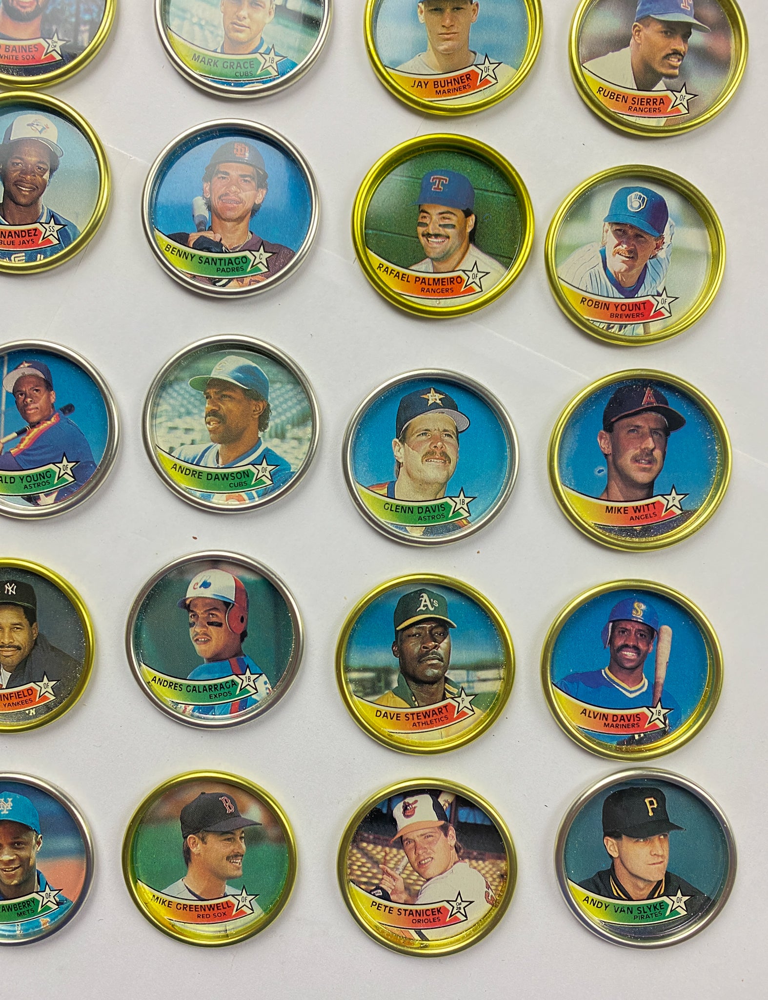 Topps Baseball Metal Buttons Coins Gold Lot 1989 Vintage Baseball Collection 29