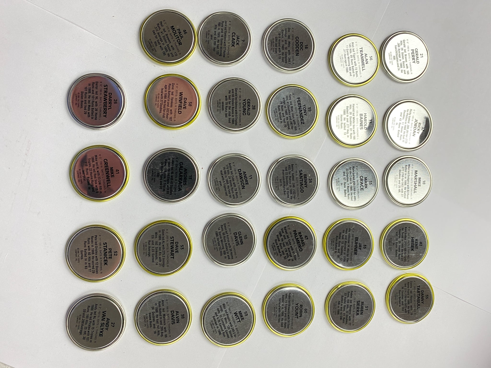 Topps Baseball Metal Buttons Coins Gold Lot 1989 Vintage Baseball Collection 29