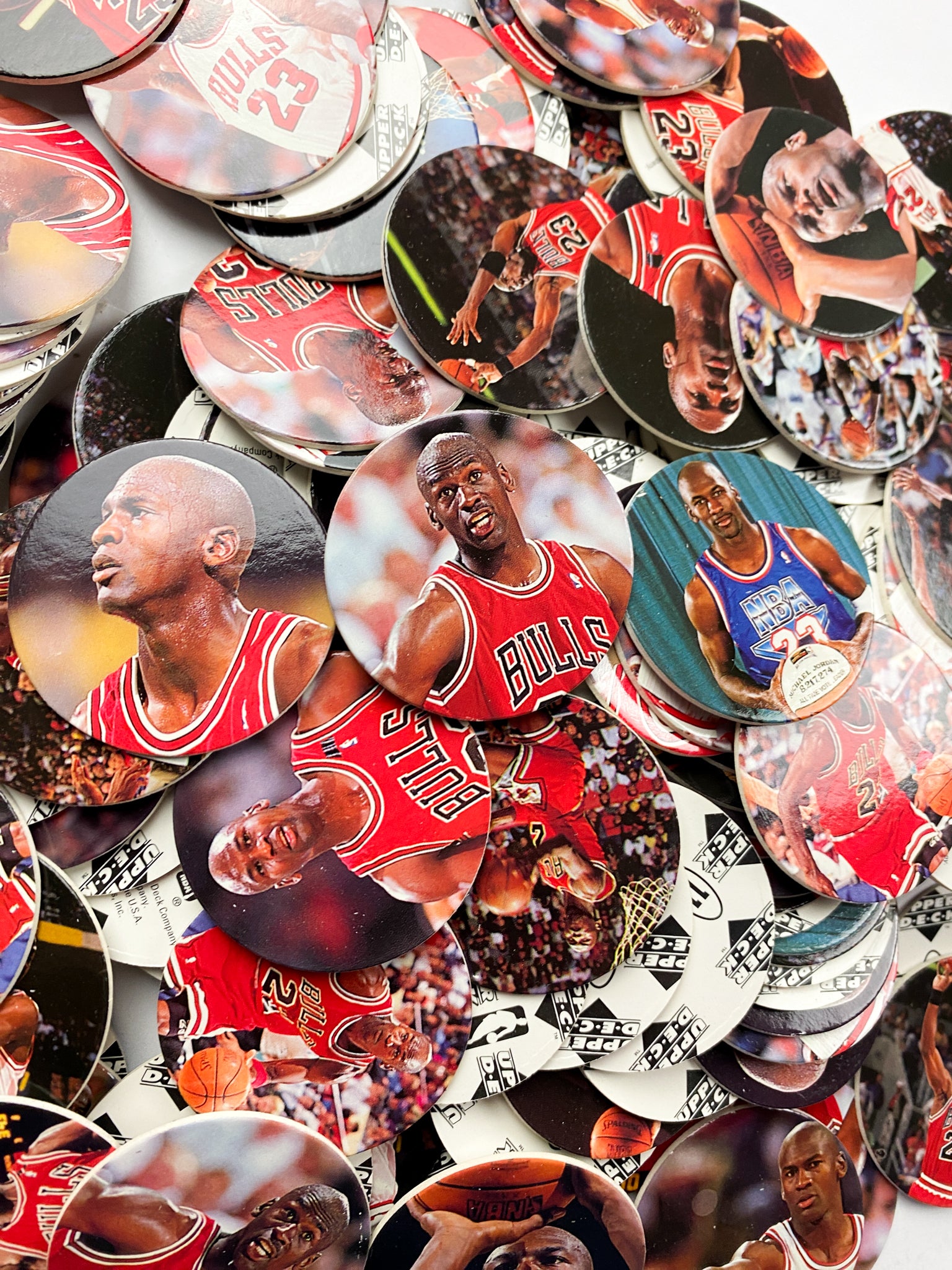 Vintage 1995 Upper Deck Milk Cap Pogs Michael Jordan Bulk Lot of 154 Jordan Pog Set