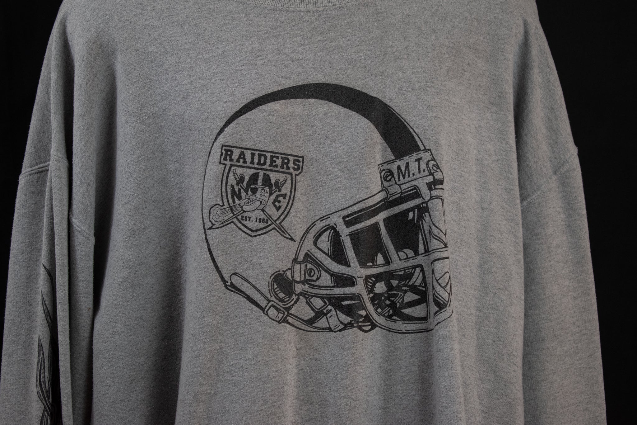 Mens Pull Over Football Sweatshirt 4XL Gray Long Sleeve Sweater Raiders