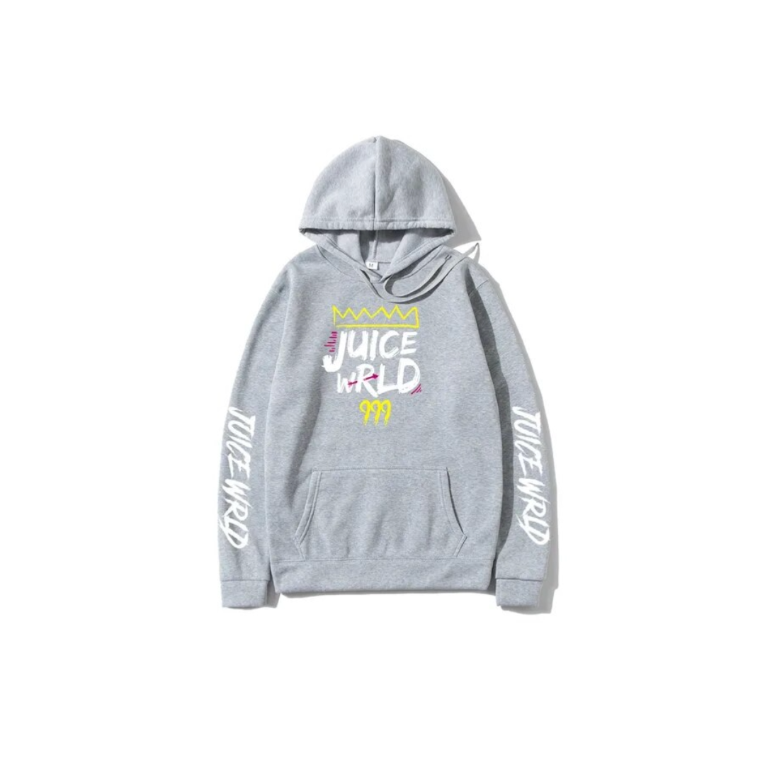 Juice Wrld Hoodie Sweatshirts Fleece Hooded Hip Hop Hoodie Pullover Grey Mens Size Medium
