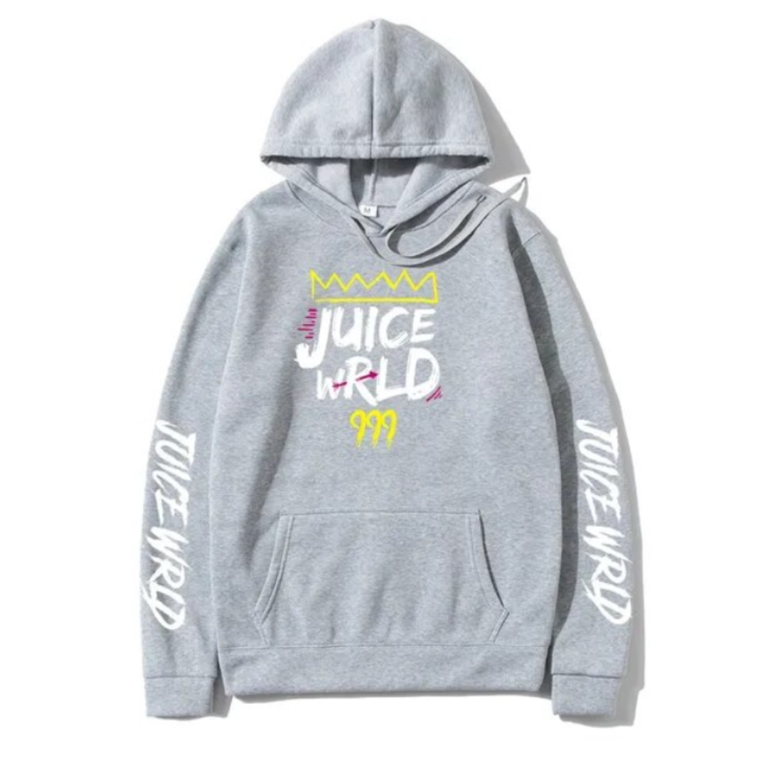 Juice Wrld Hoodie Sweatshirts Fleece Hooded Hip Hop Hoodie Pullover Grey Mens Size Medium