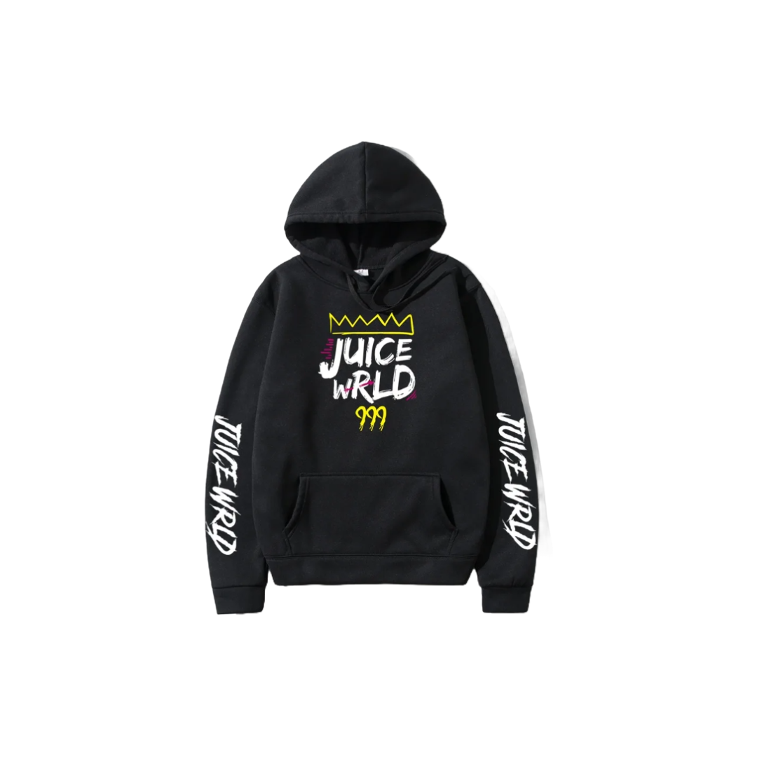 Juice Wrld Hoodie Sweatshirts Fleece Hooded Hip Hop Hoodie Pullover Black Medium