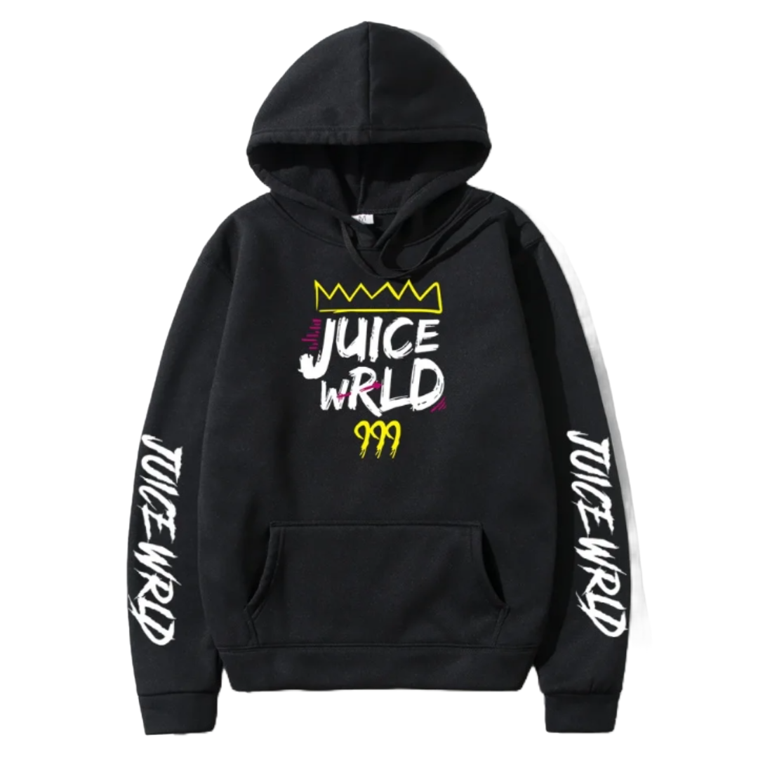 Juice Wrld Hoodie Sweatshirts Fleece Hooded Hip Hop Hoodie Pullover Black Medium