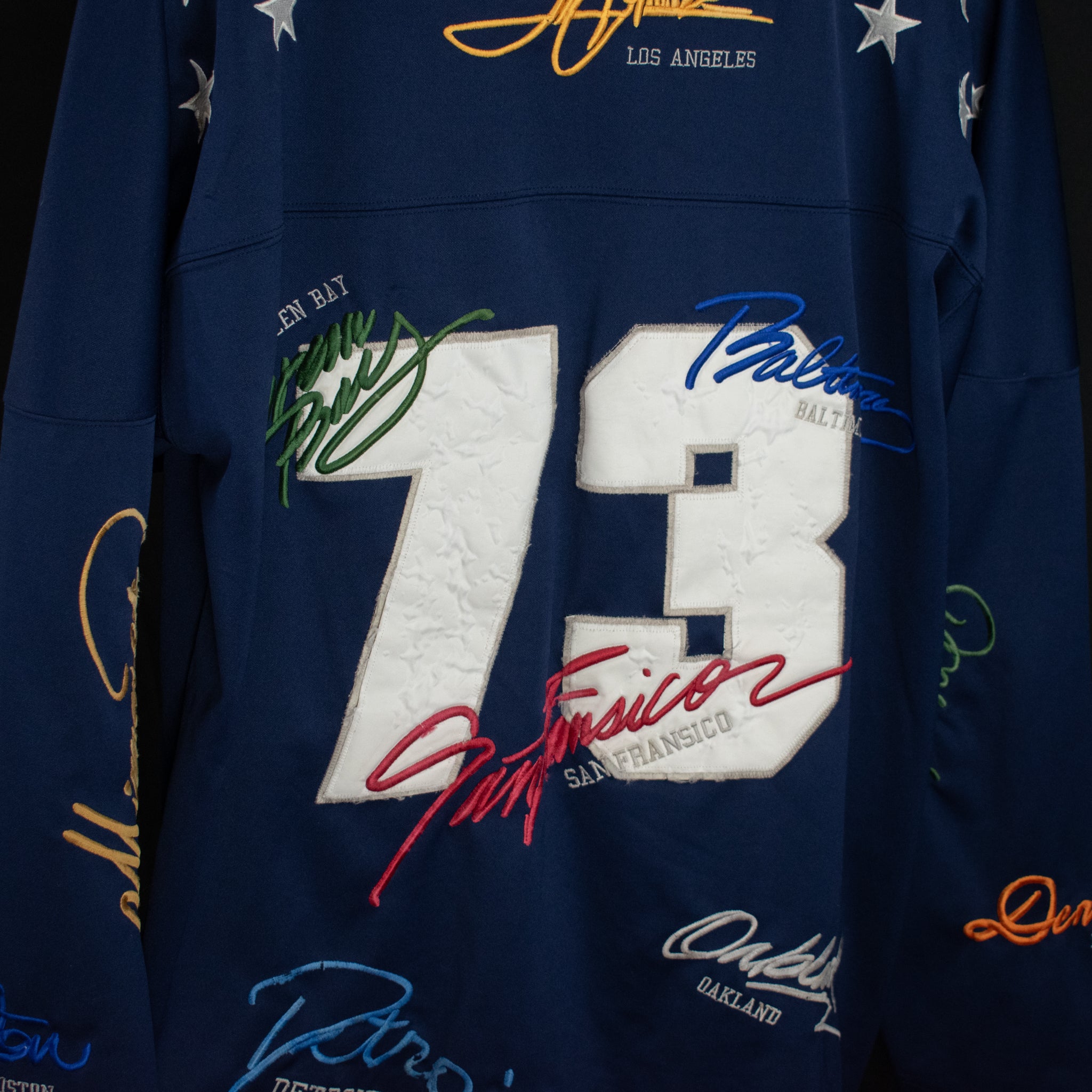 Blue Football Jersey NFL Athletic Series Jeans USA World Famous Brand Jersey All City Large