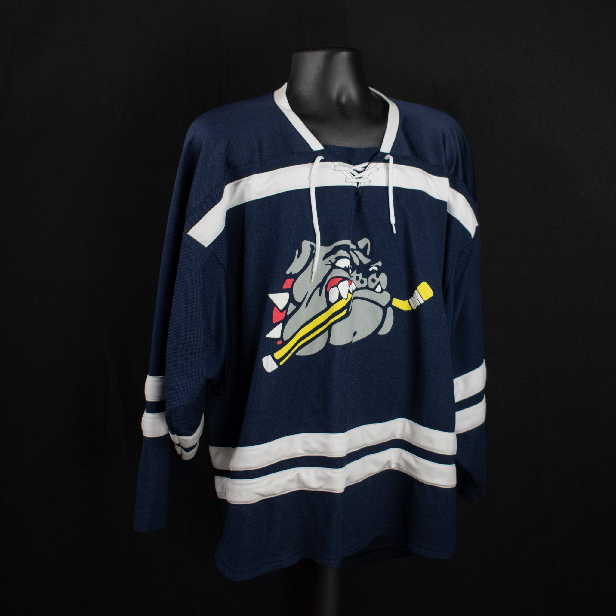 Warrior Mens Hockey Jersey X-Large Bull Dog Logo Blue Hockey Sweater Number 30
