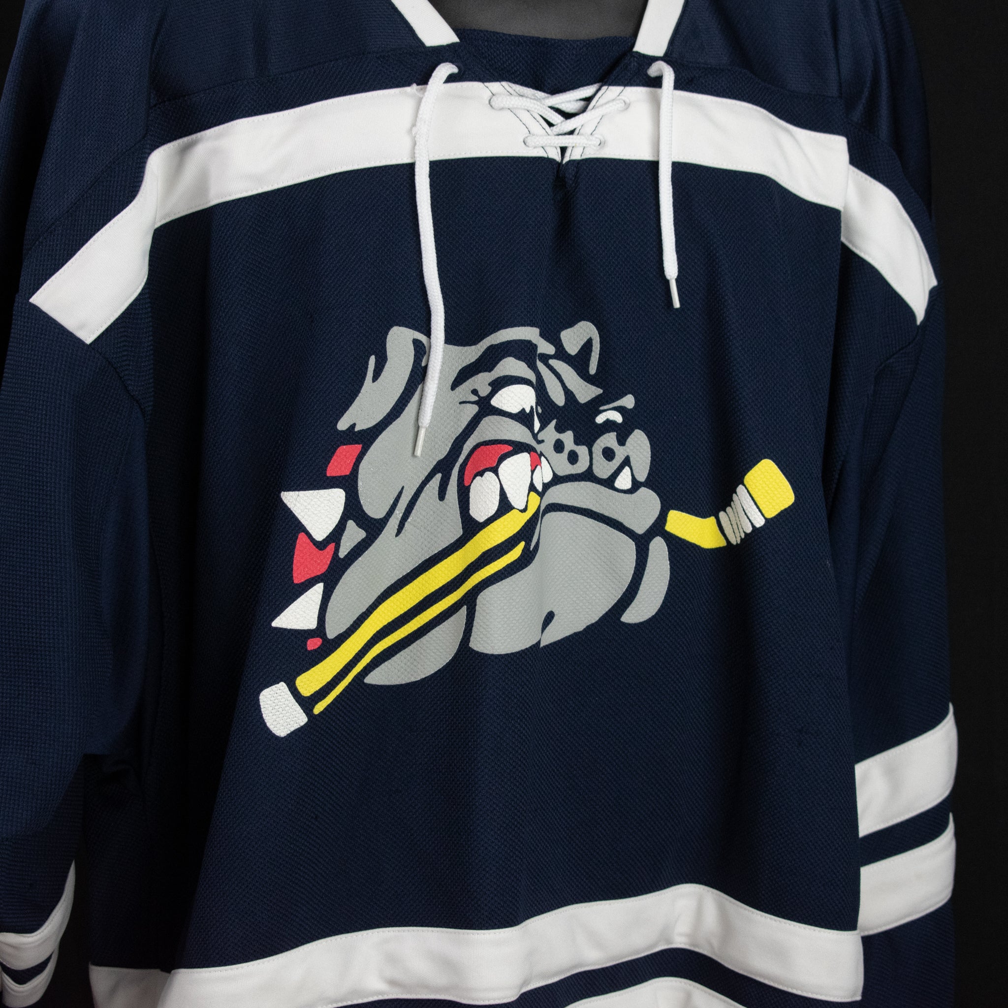 Warrior Mens Hockey Jersey X-Large Bull Dog Logo Blue Hockey Sweater Number 30