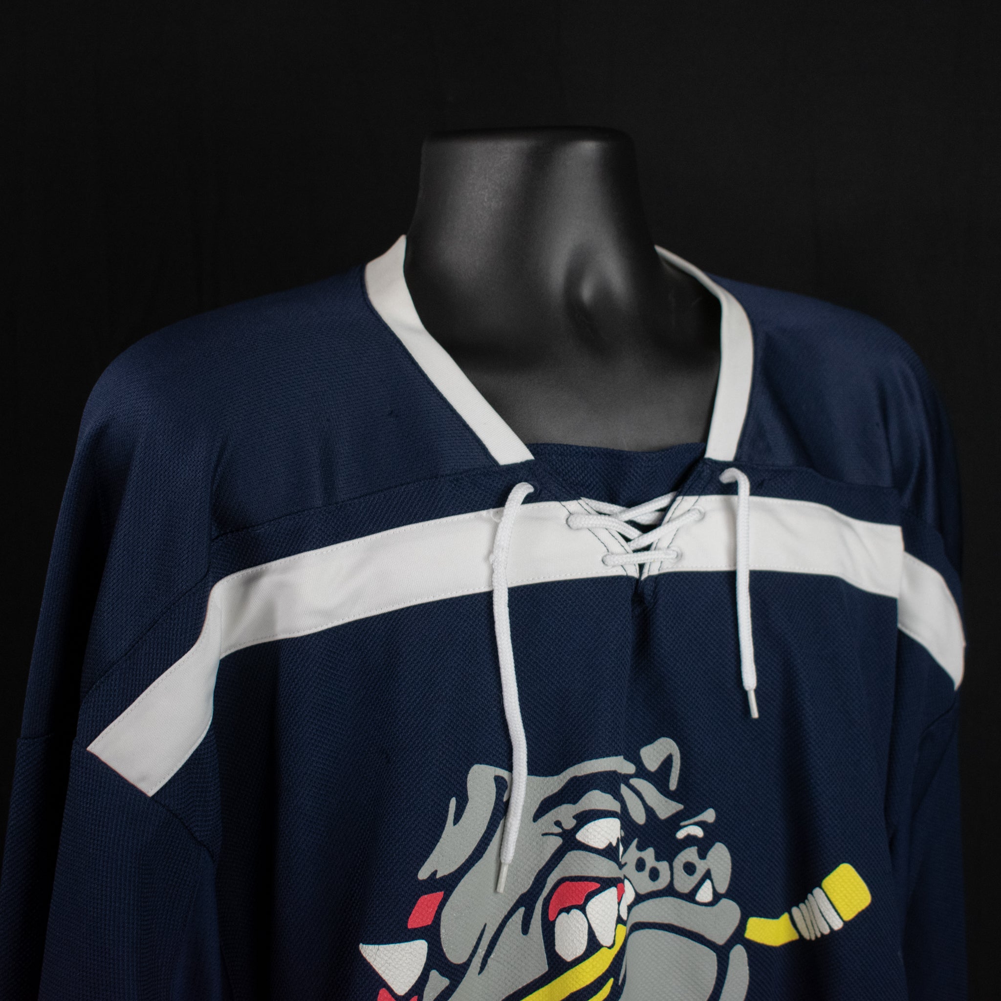 Warrior Mens Hockey Jersey X-Large Bull Dog Logo Blue Hockey Sweater Number 30