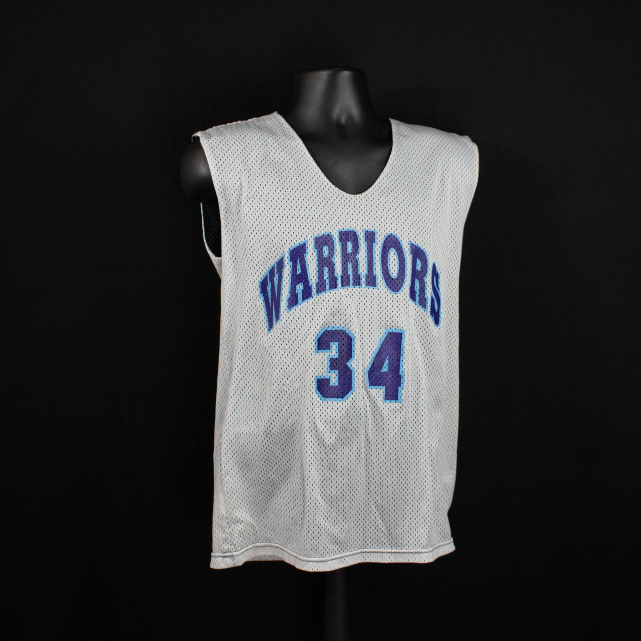 Warriors Jersey 34 Medium Reversible Basketball Pullover Jersey Black Gray Kids