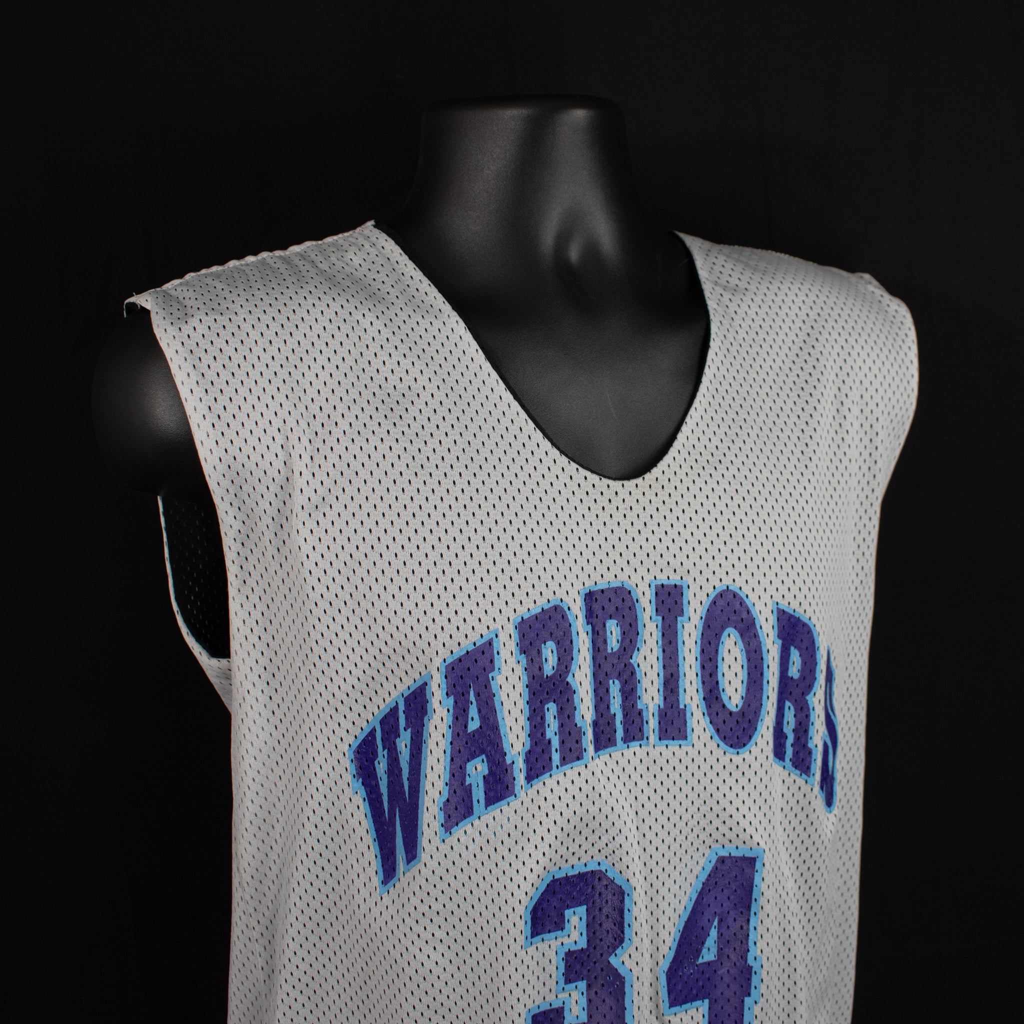 Warriors Jersey 34 Medium Reversible Basketball Pullover Jersey Black Gray Kids