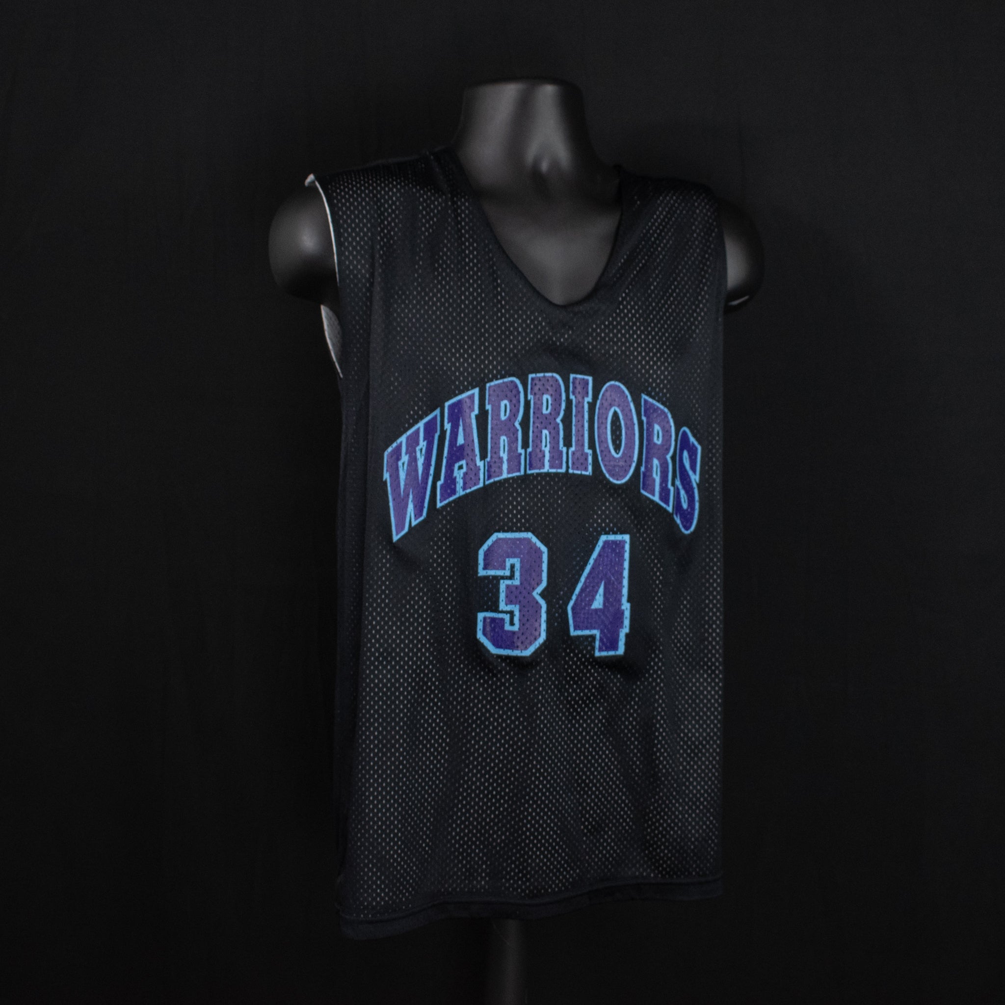 Warriors Jersey 34 Medium Reversible Basketball Pullover Jersey Black Gray Kids