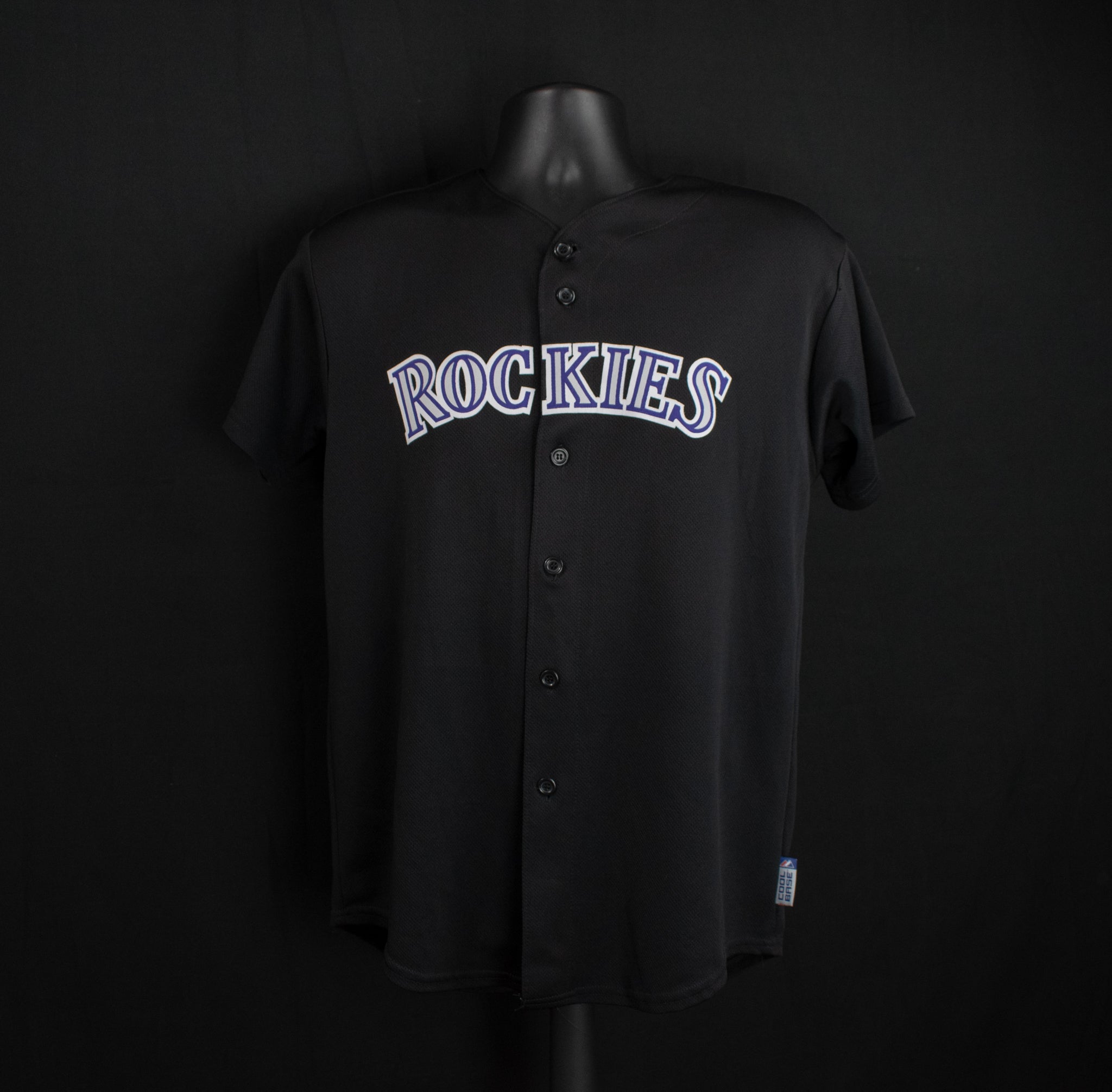 Colorado Rockies Shirt Baseball XL Youth Jersey Black Majestic Button Up